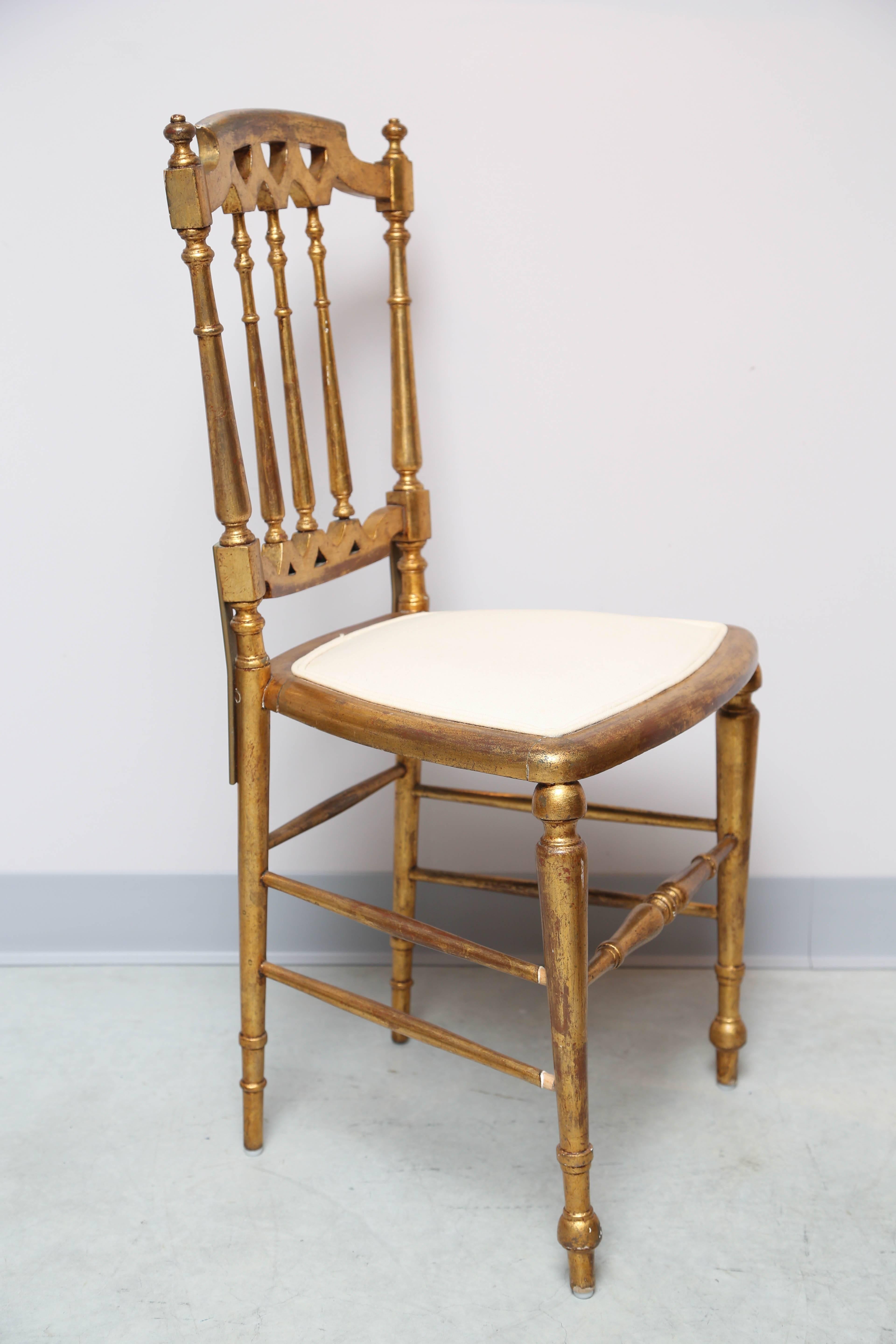 French Pair of Chiavari Chairs, Palm Beach, Giltwood, Elegant, for Use or Accessory