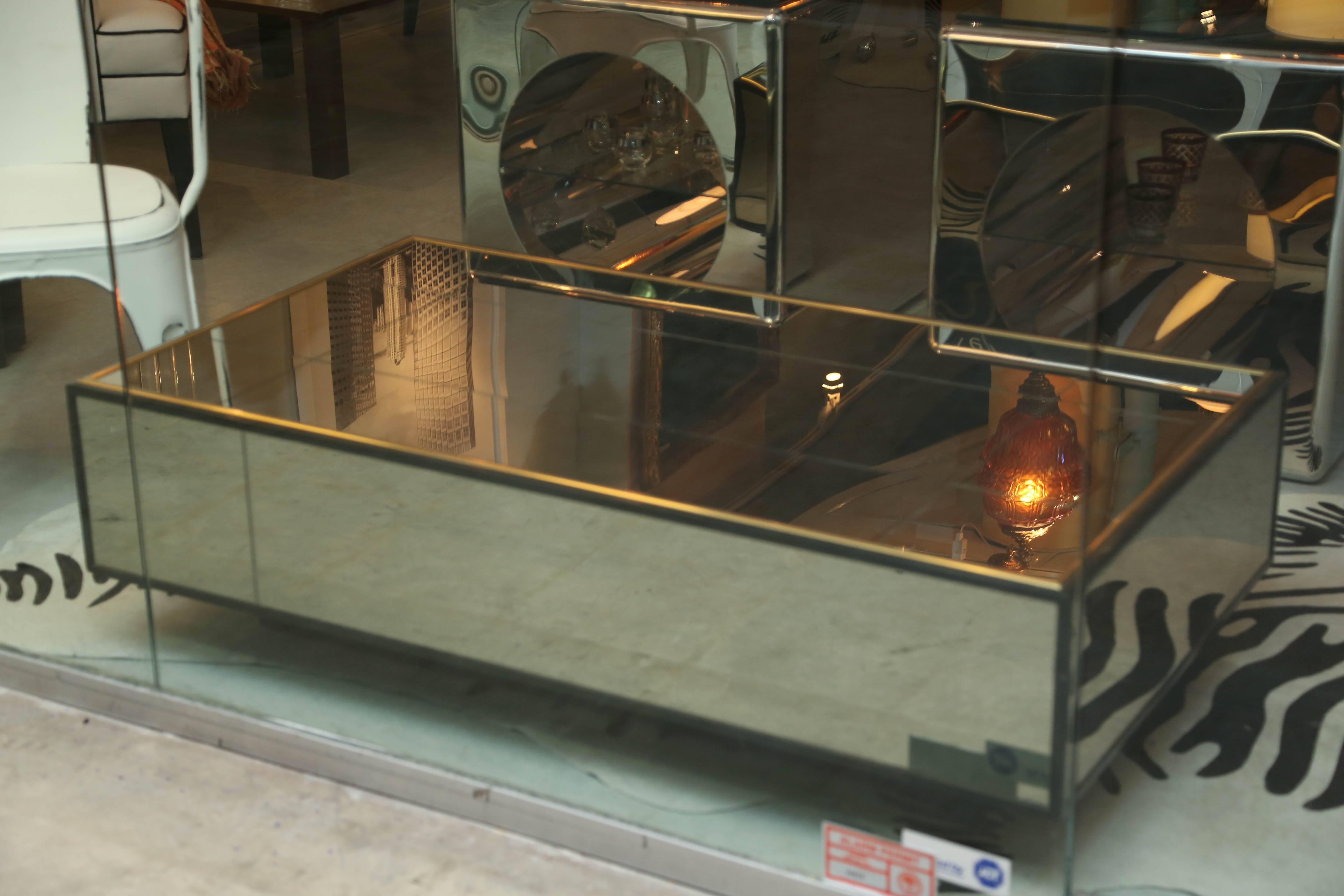 North American Mirrored Coffee Table, Lg Century Similar to One in Yves Saint Laurent Paris Apt