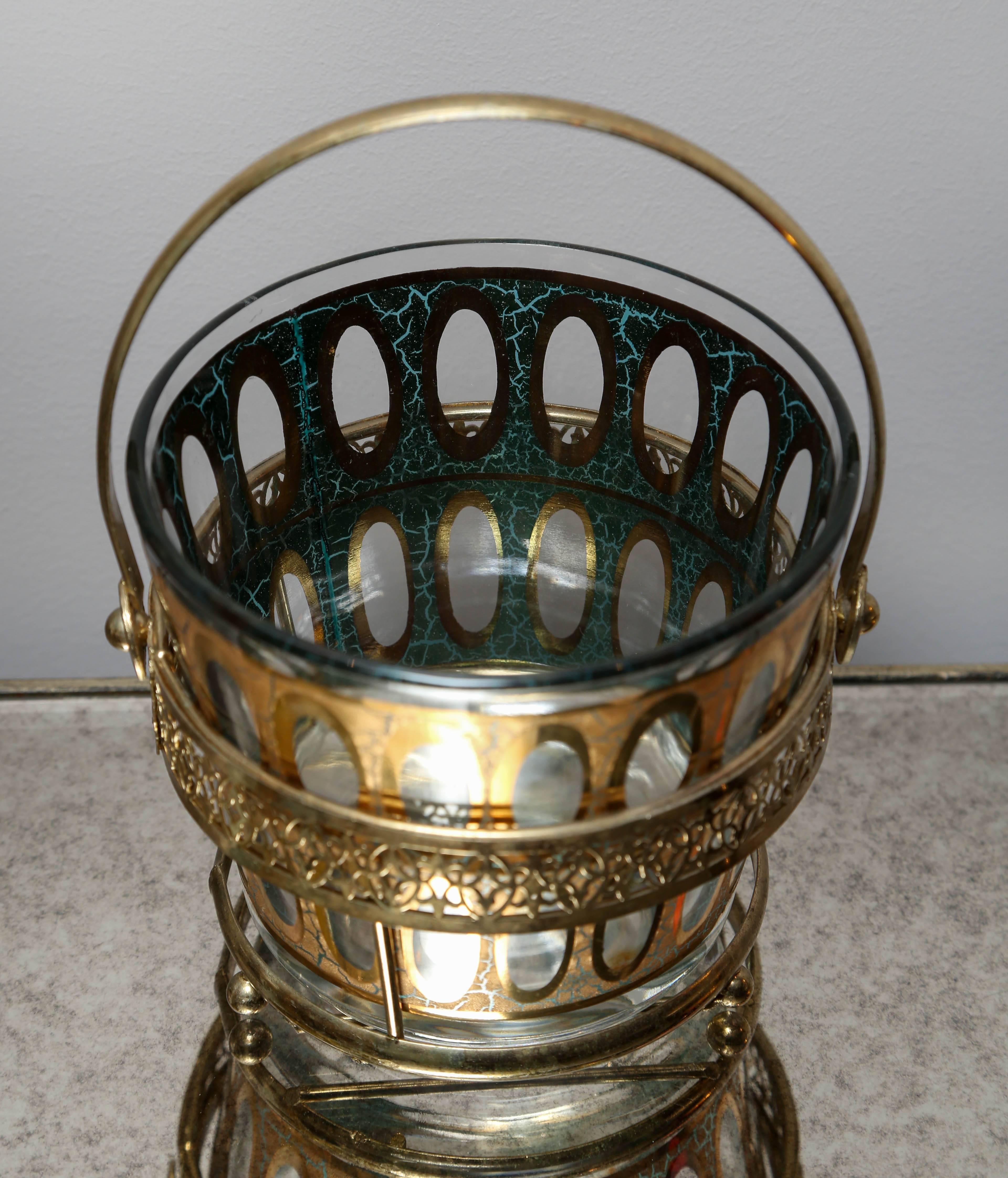 European  SALE! SALE!SALE! COCKTAIL SET with  Ice Bucket and Eight Tumblers, Rich Gilt  For Sale