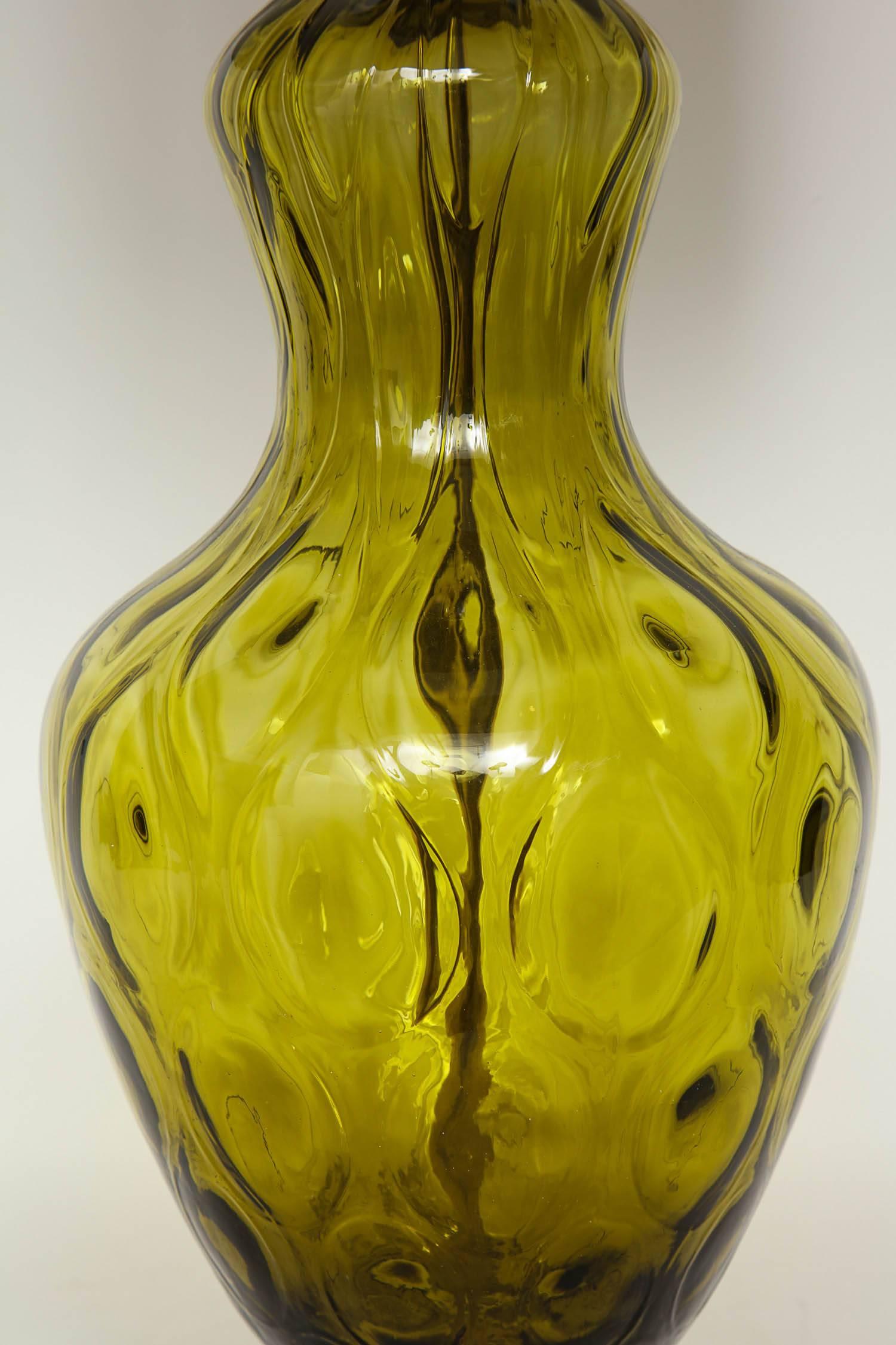 vintage blenko glass lamps