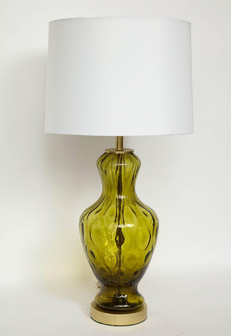 Blenko Moss Green Glass Lamps For Sale at 1stDibs