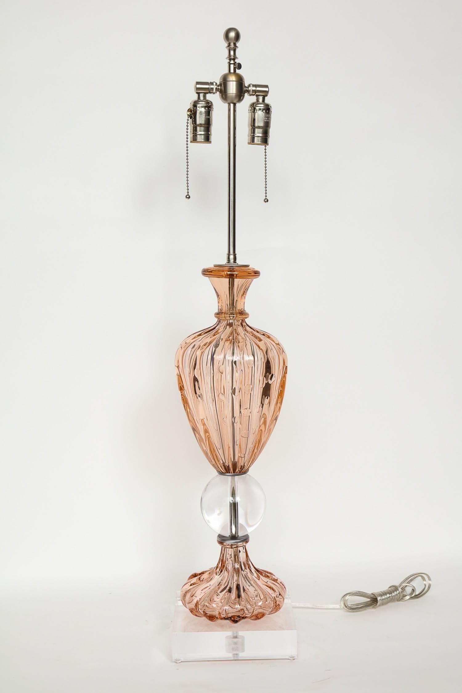 Apricot Murano Glass Lamps 1