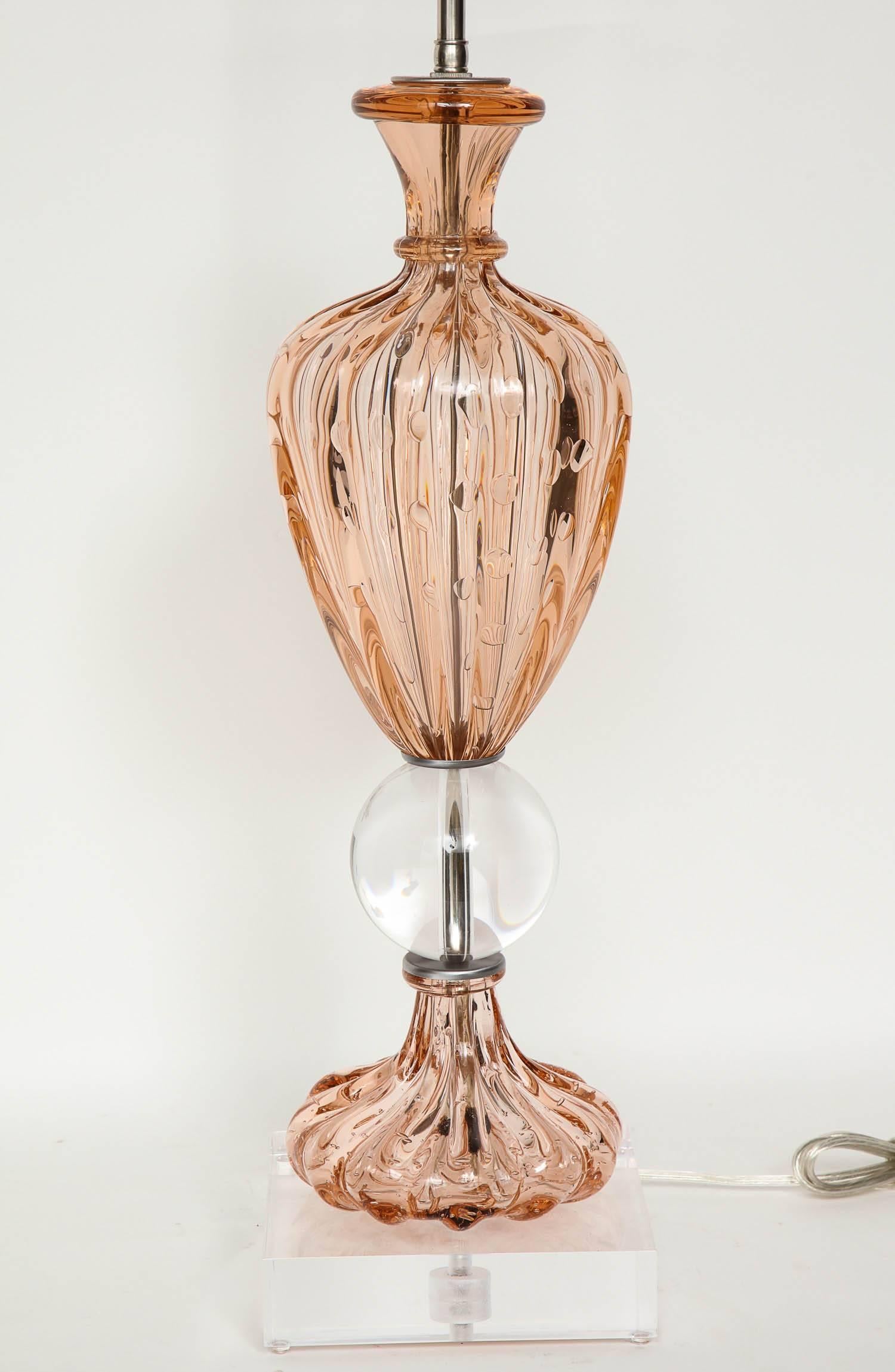Apricot Murano Glass Lamps 2