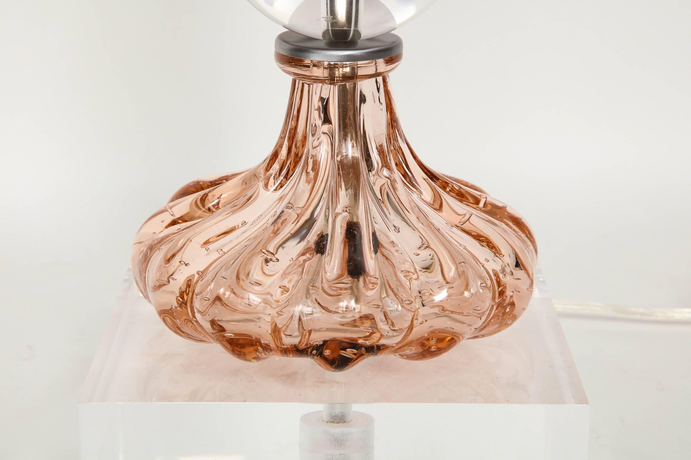 Apricot Murano Glass Lamps 3