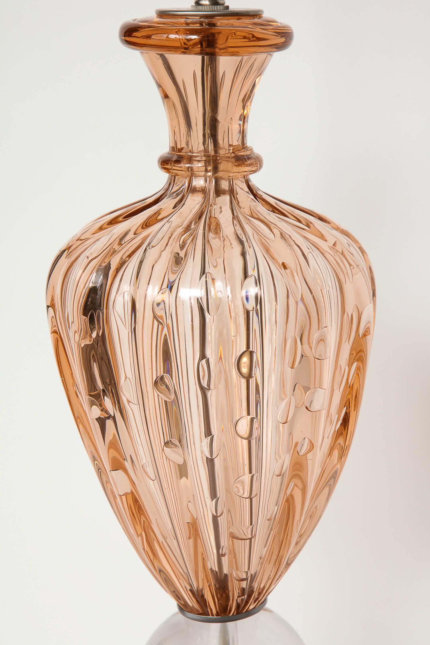 Apricot Murano Glass Lamps 4