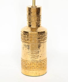 Bitossi Incised 22-Karat Gold Glazed Lamps