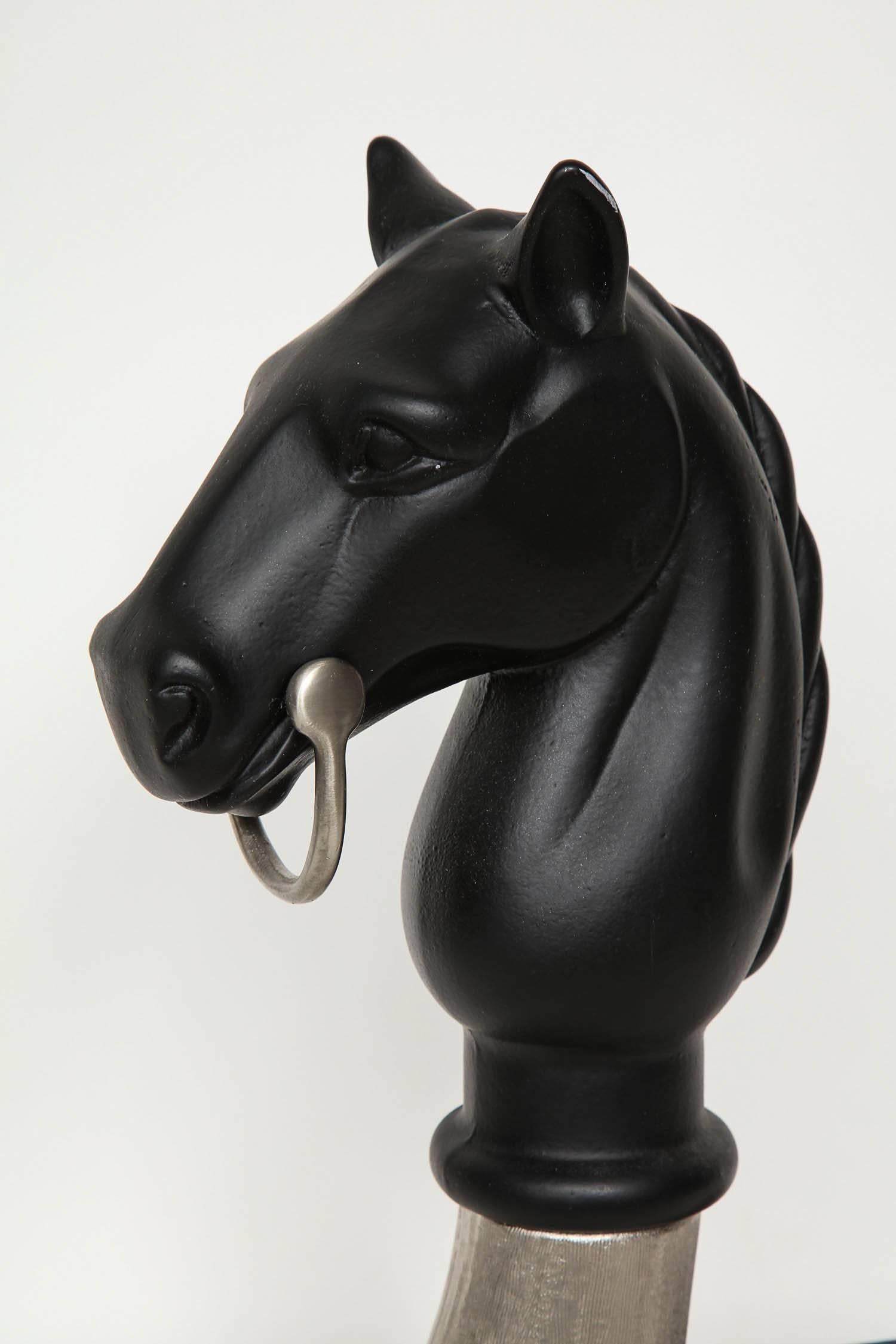 20th Century Neoclassical Equestrian Andirons