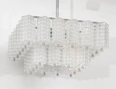 Austroluxe Two-Tier Chandelier, Glass & Nickel, Austria, 1960s