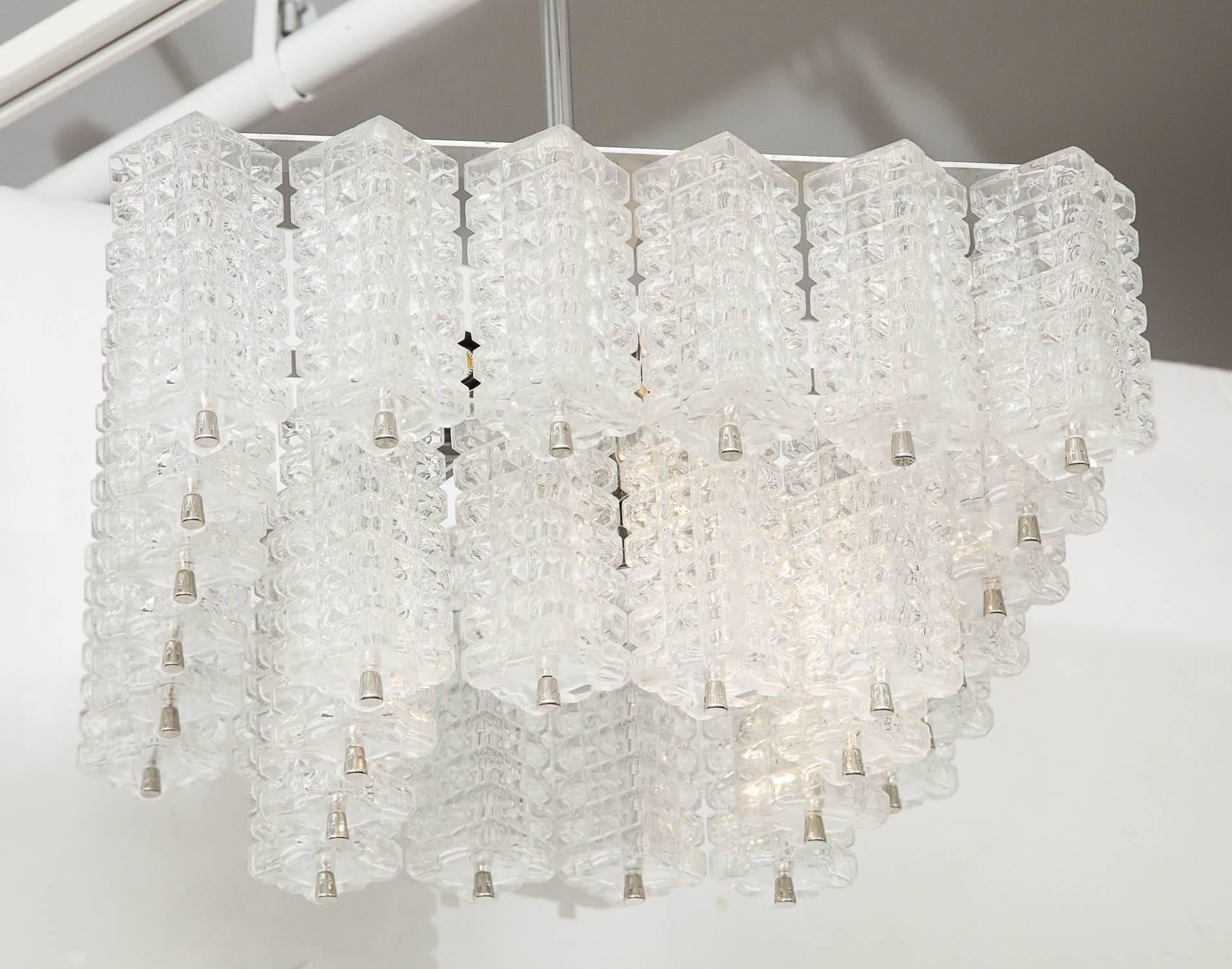 Faceted Austrolux Two-Tier Glass Chandelier For Sale