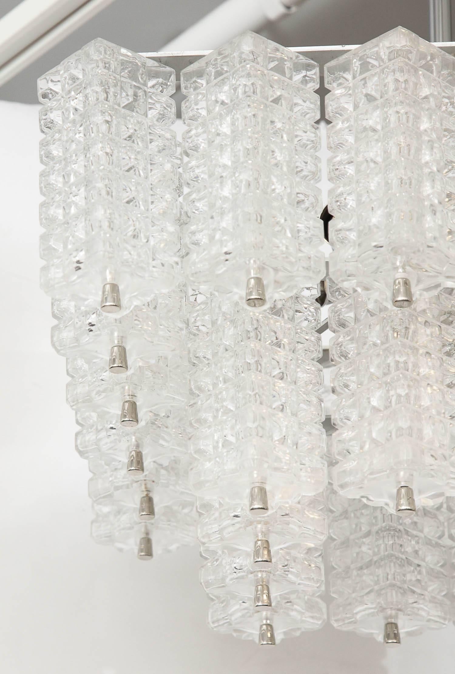 20th Century Austrolux Two-Tier Glass Chandelier For Sale
