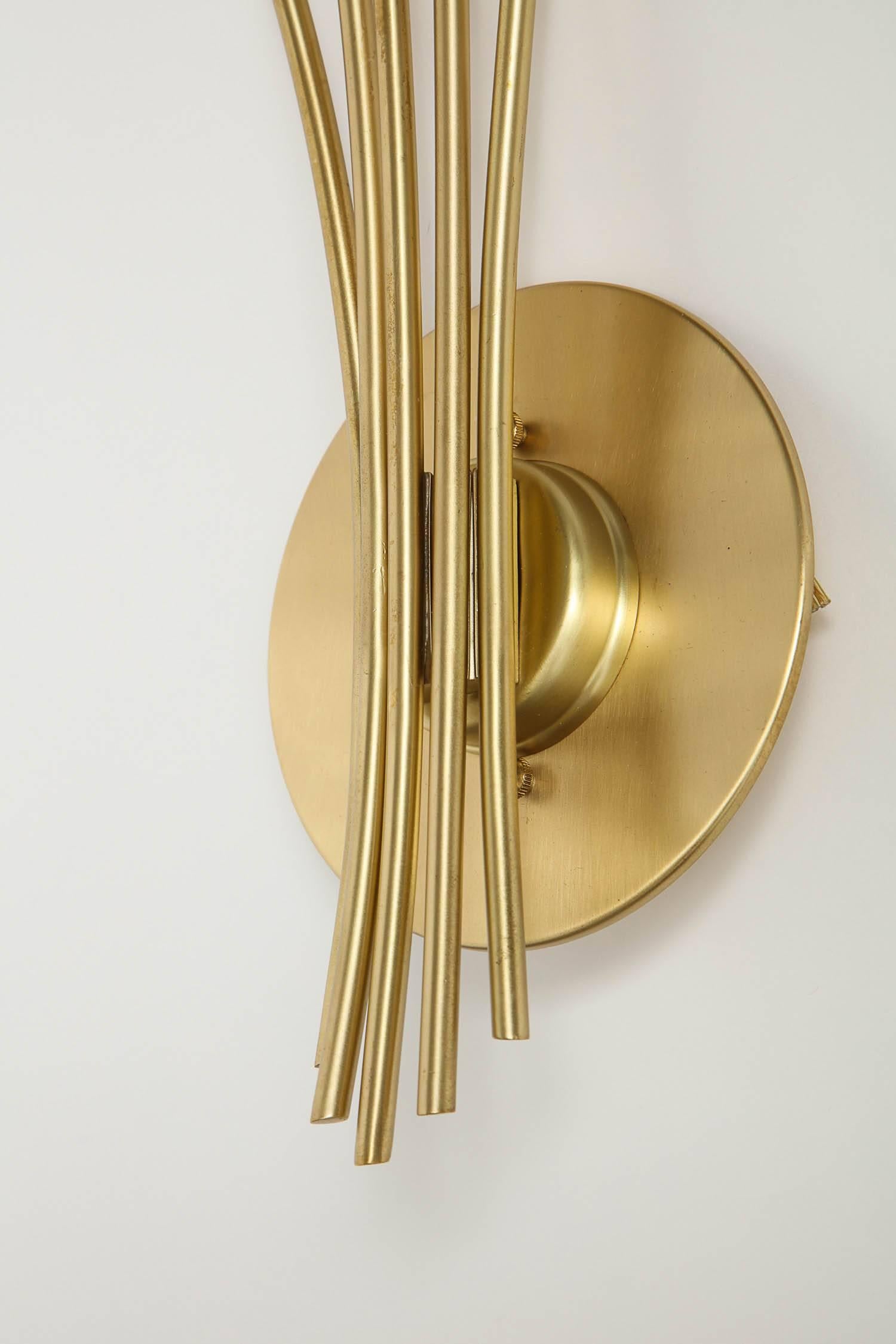 Oscar Torlasco Satin Brass Sconces In Excellent Condition In New York, NY