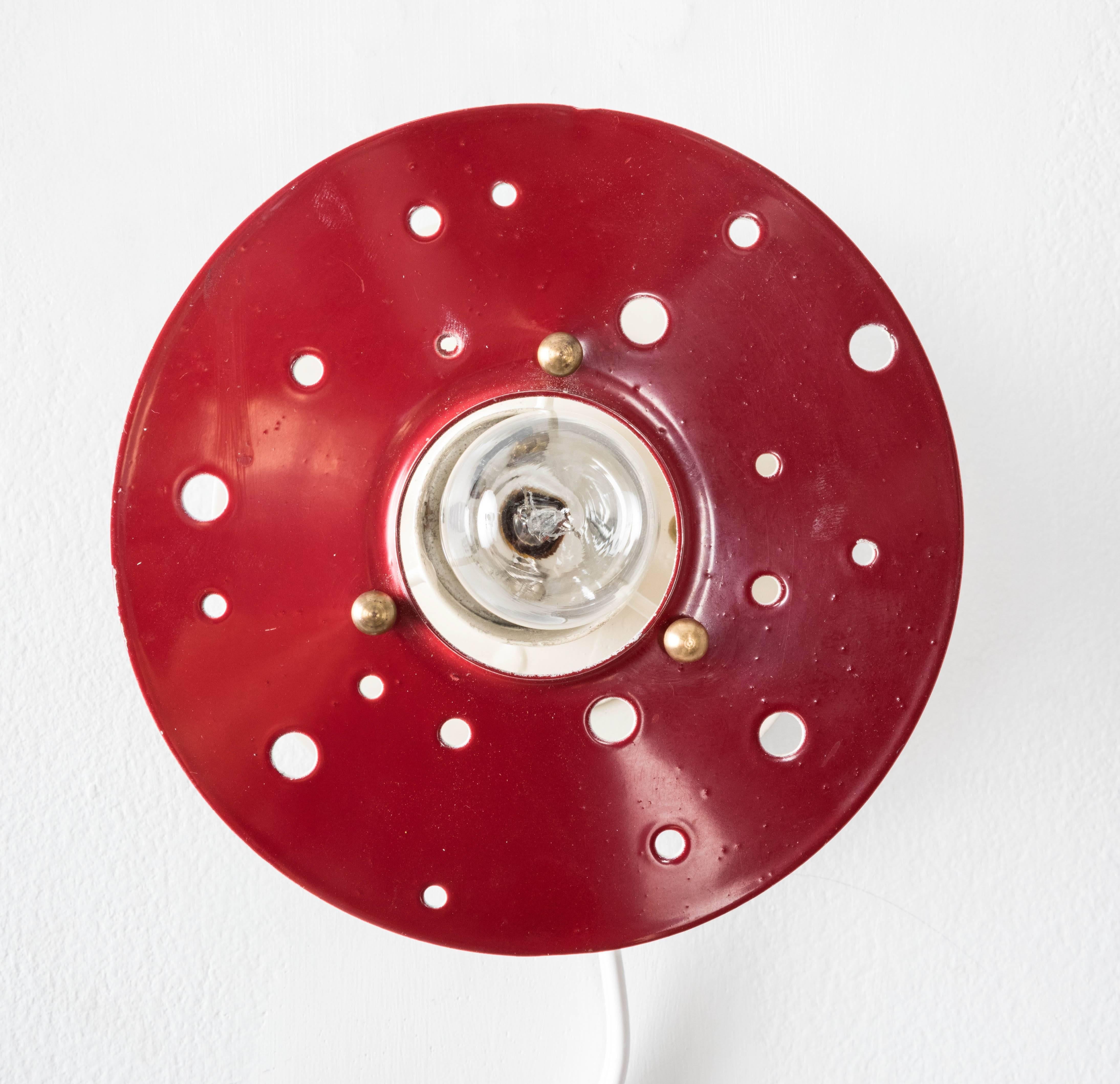 Mid-Century Modern 1960s French Perforated Circular Sconces