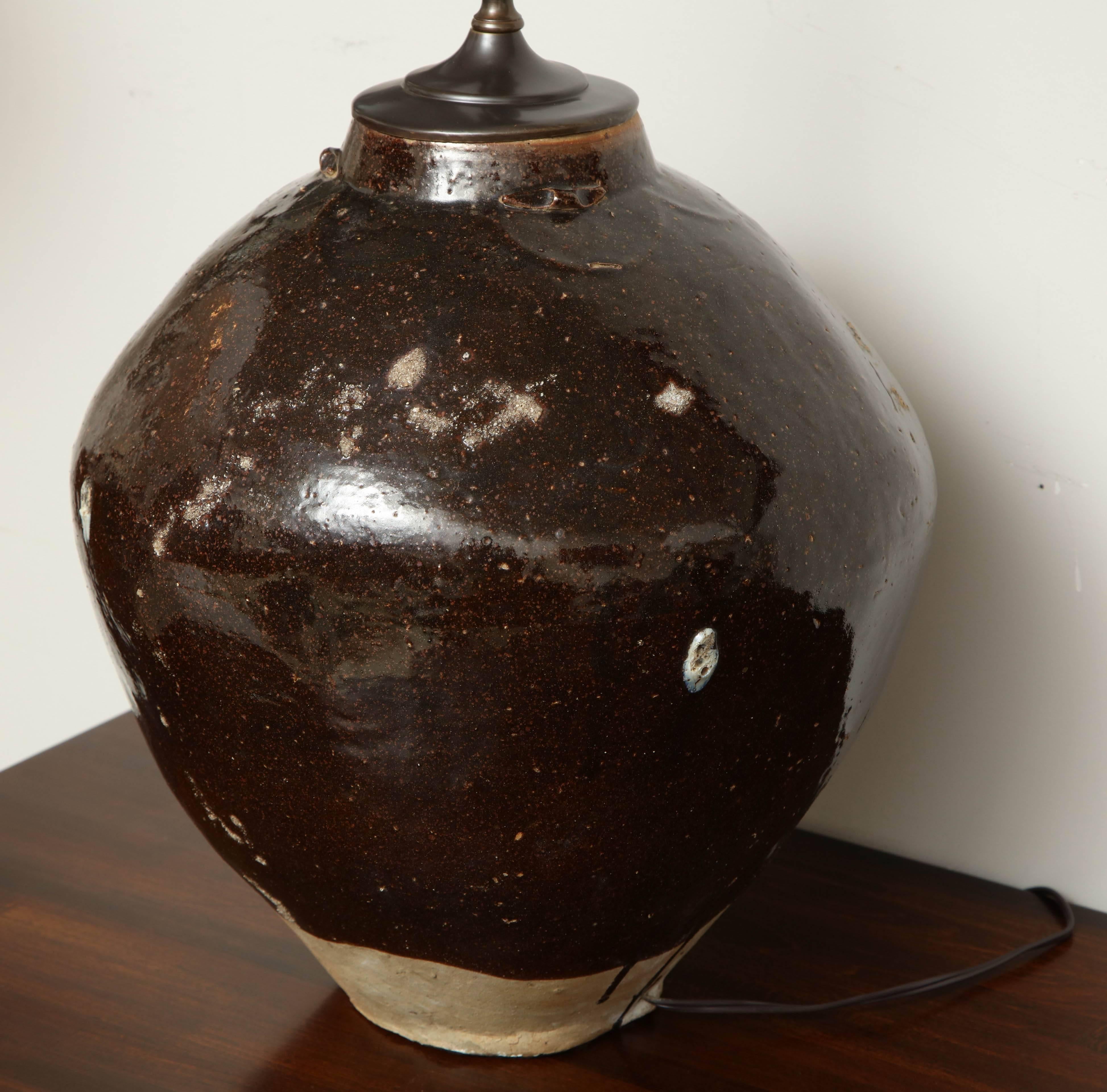 Late 19th Century Glazed Wine Vessel Lamp, Chinese 5