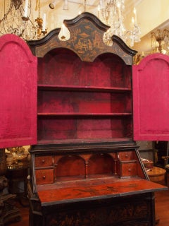18th Century Venetian Lacquered Secretary Bookcase
