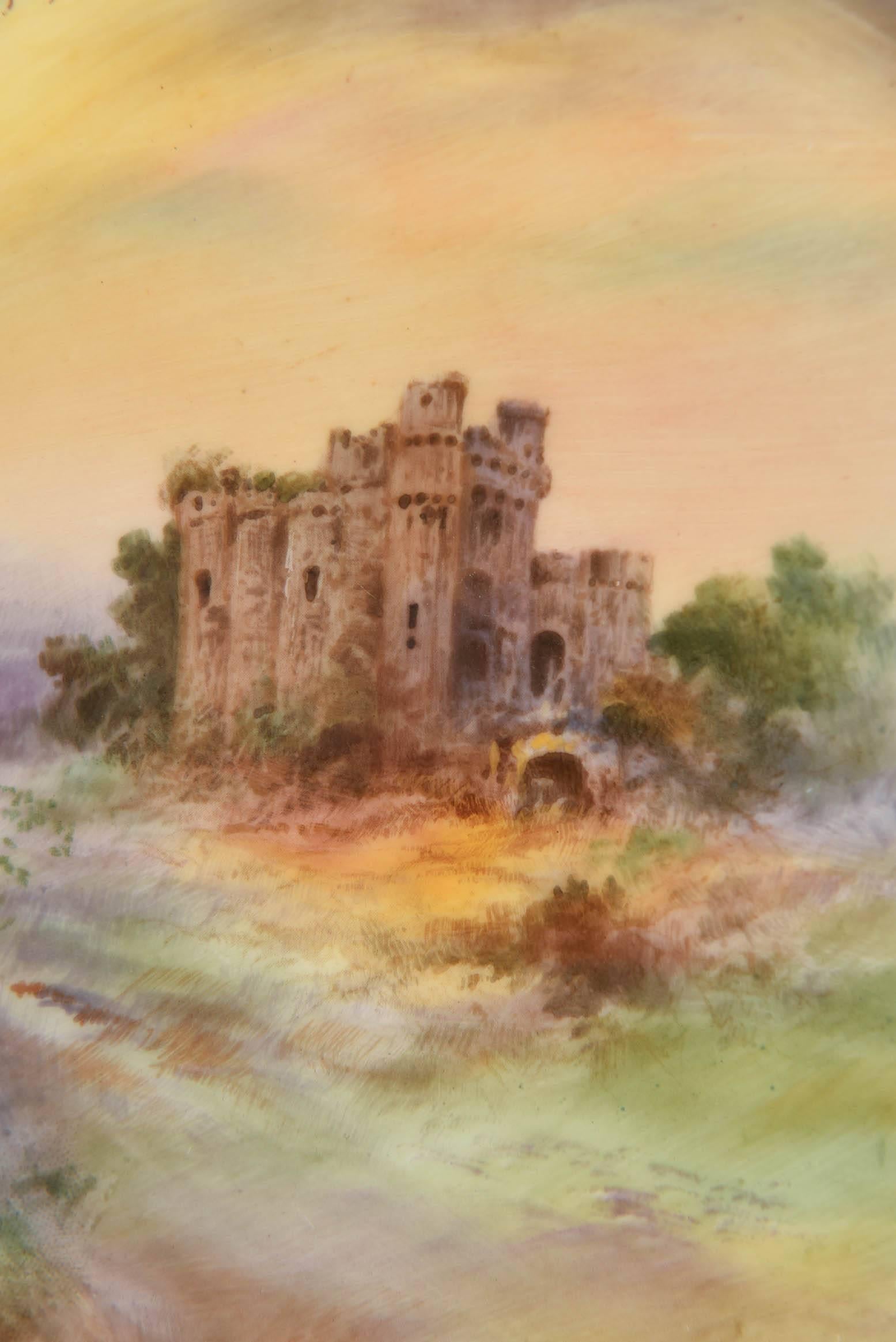 Hand-Crafted Antique English Castle Plate, Artist Signed 