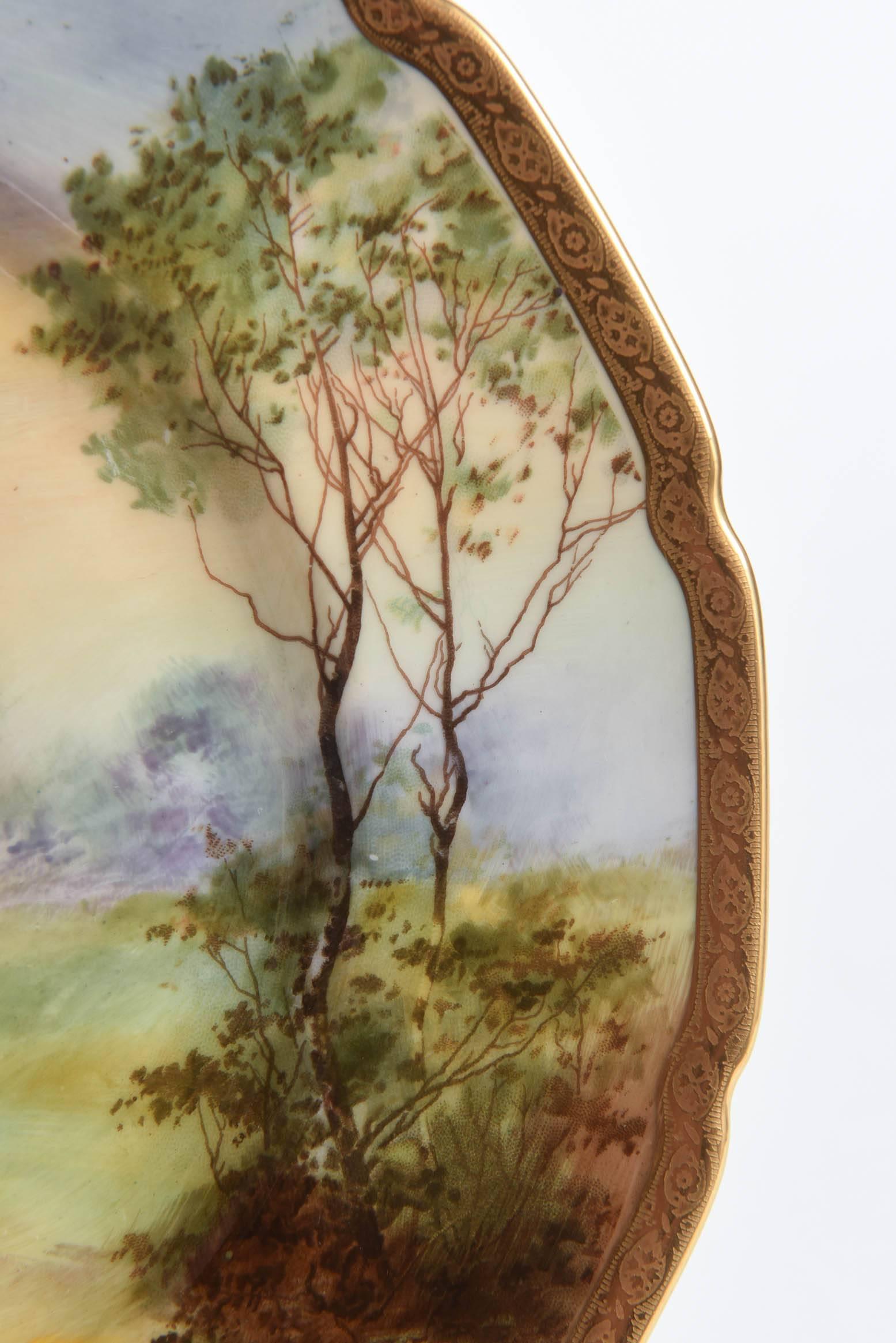 Antique English Castle Plate, Artist Signed 