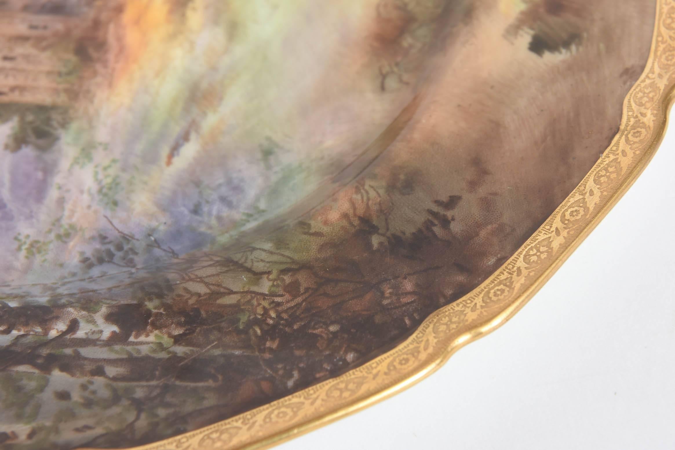 Antique English Castle Plate, Artist Signed 
