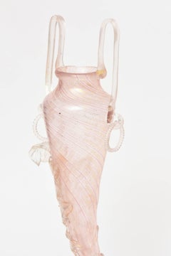 Exquisite and Rare Antique Venetian Glass Vase, Dolphin Figural 24-Karat Gold
