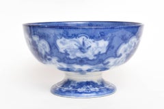 Antique Flo Blue Punch Bowl, Royal Doulton, Game Bird, Scenic, Strong Blue