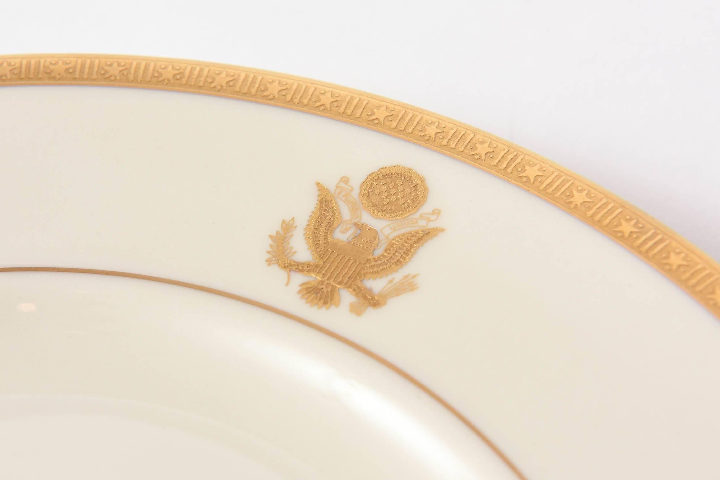 Hand-Crafted Official US Presidential China , Gilt Embossed Eagle, circa 1927-1960