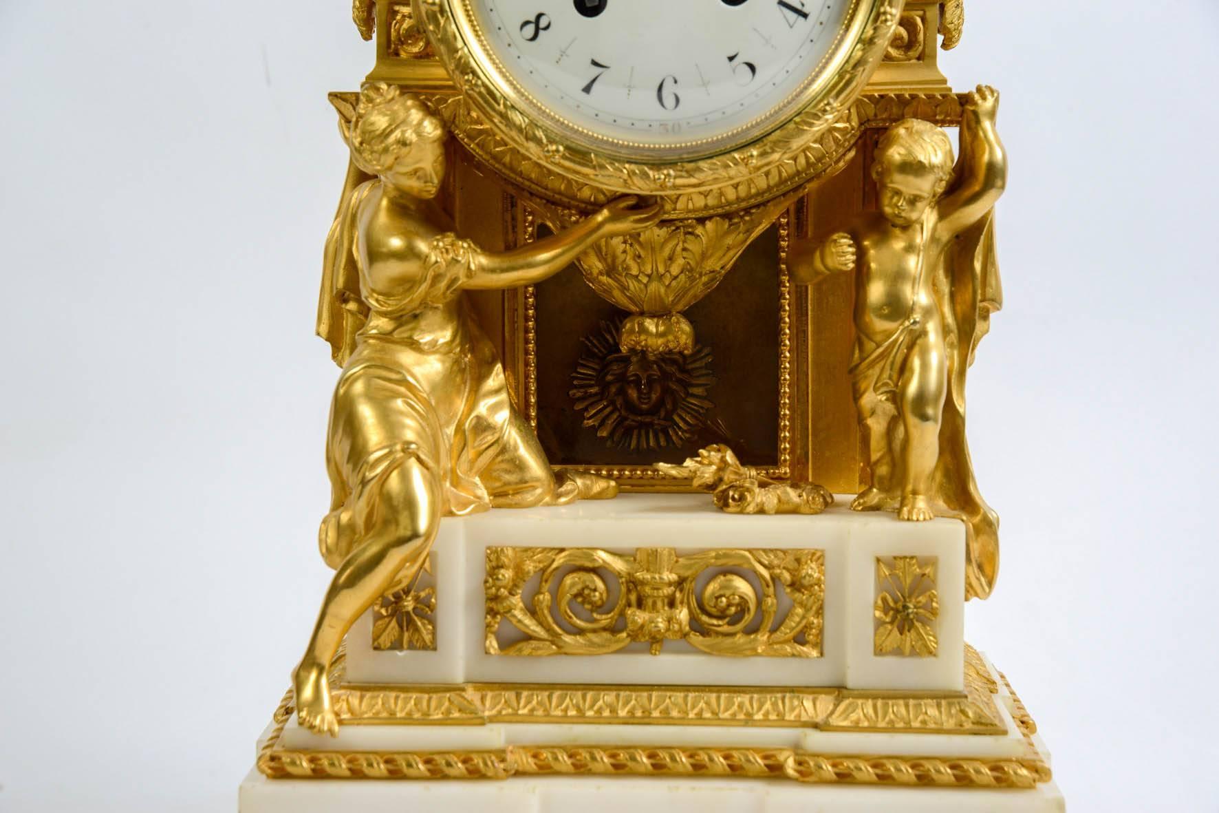 French Gilded Bronze Mantel Clock For Sale