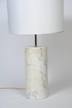 Pair of Carrara Marble Table Lamps in the Style of Angelo Mangiarotti