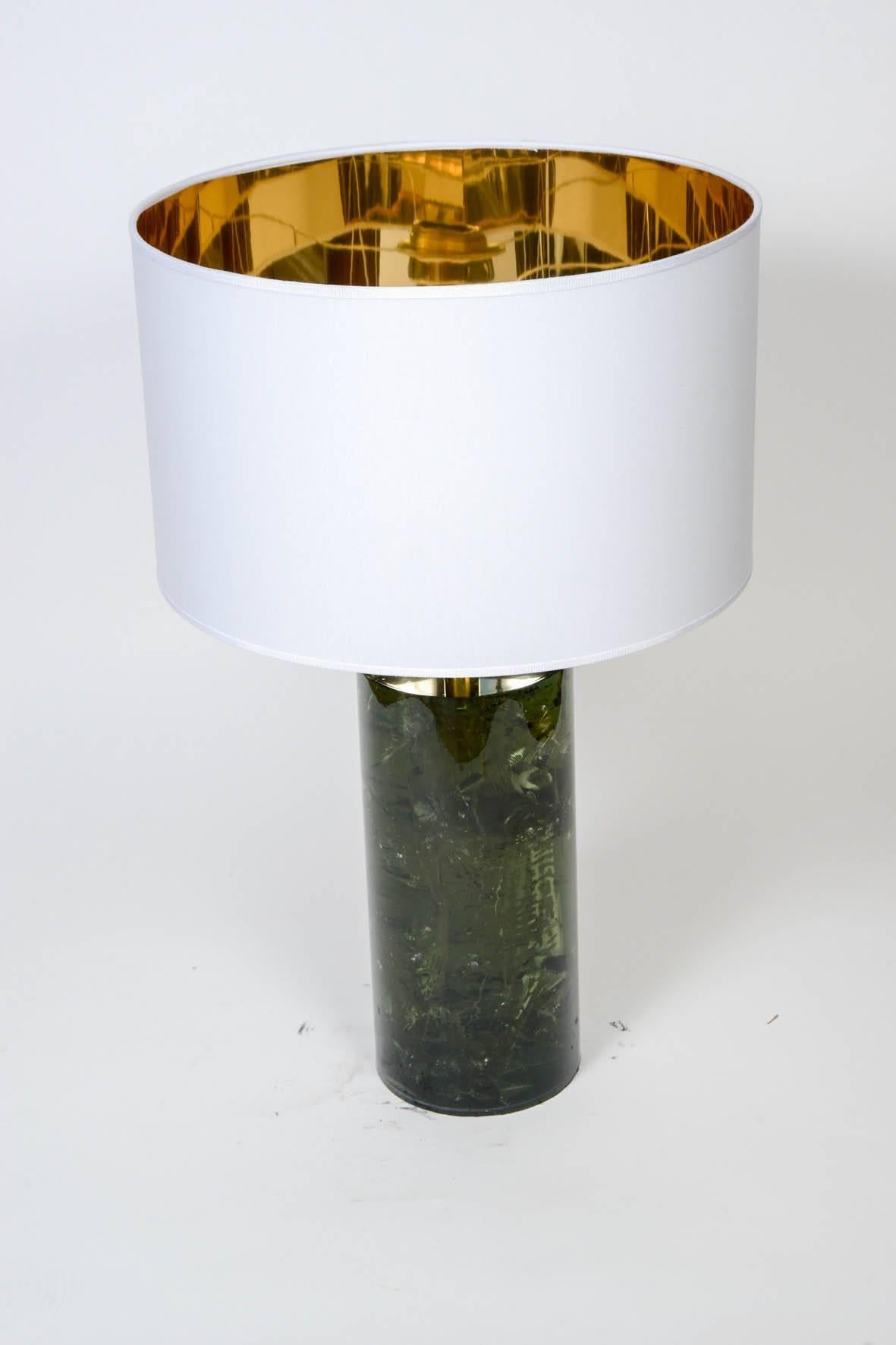 Mid-Century Modern Deep Green Fractal Resin Table Lamps