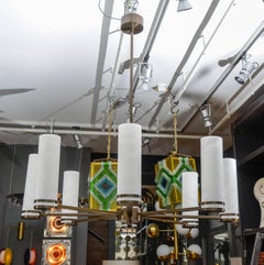 Lampadario in ottone Glustin Creation con sconsole in alabastro