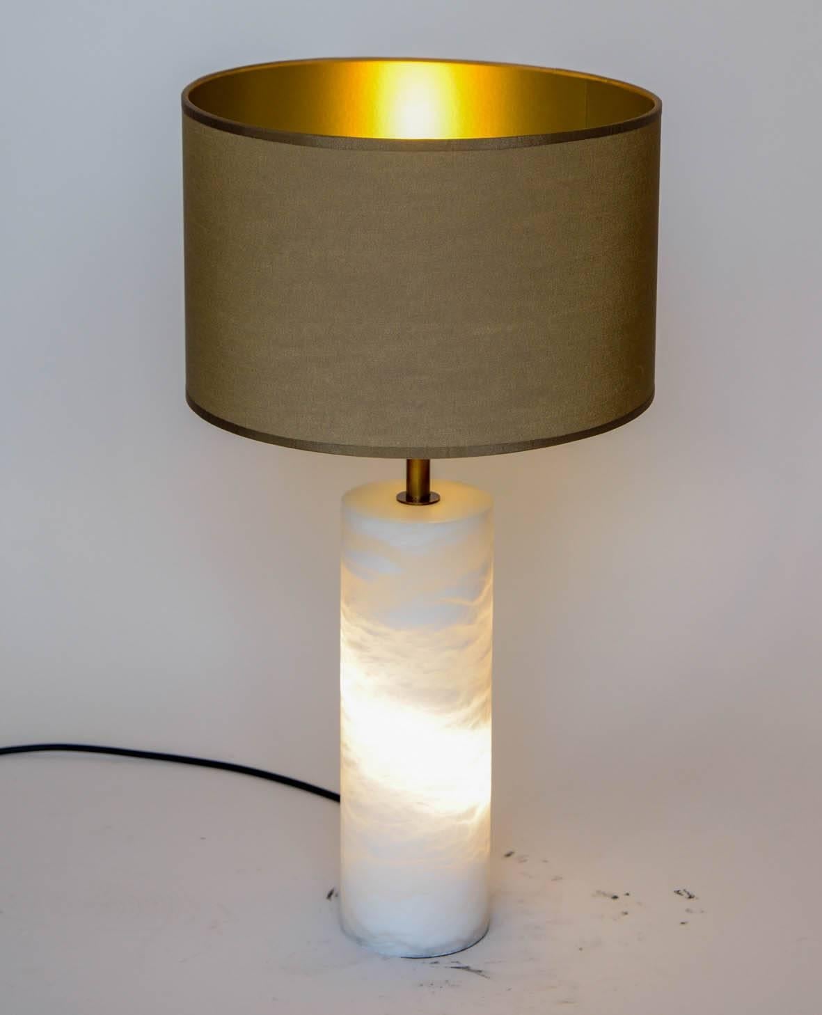 Modern Pair of Alabaster and Brass Table Lamps with Multiple Lights Glustin Luminaires
