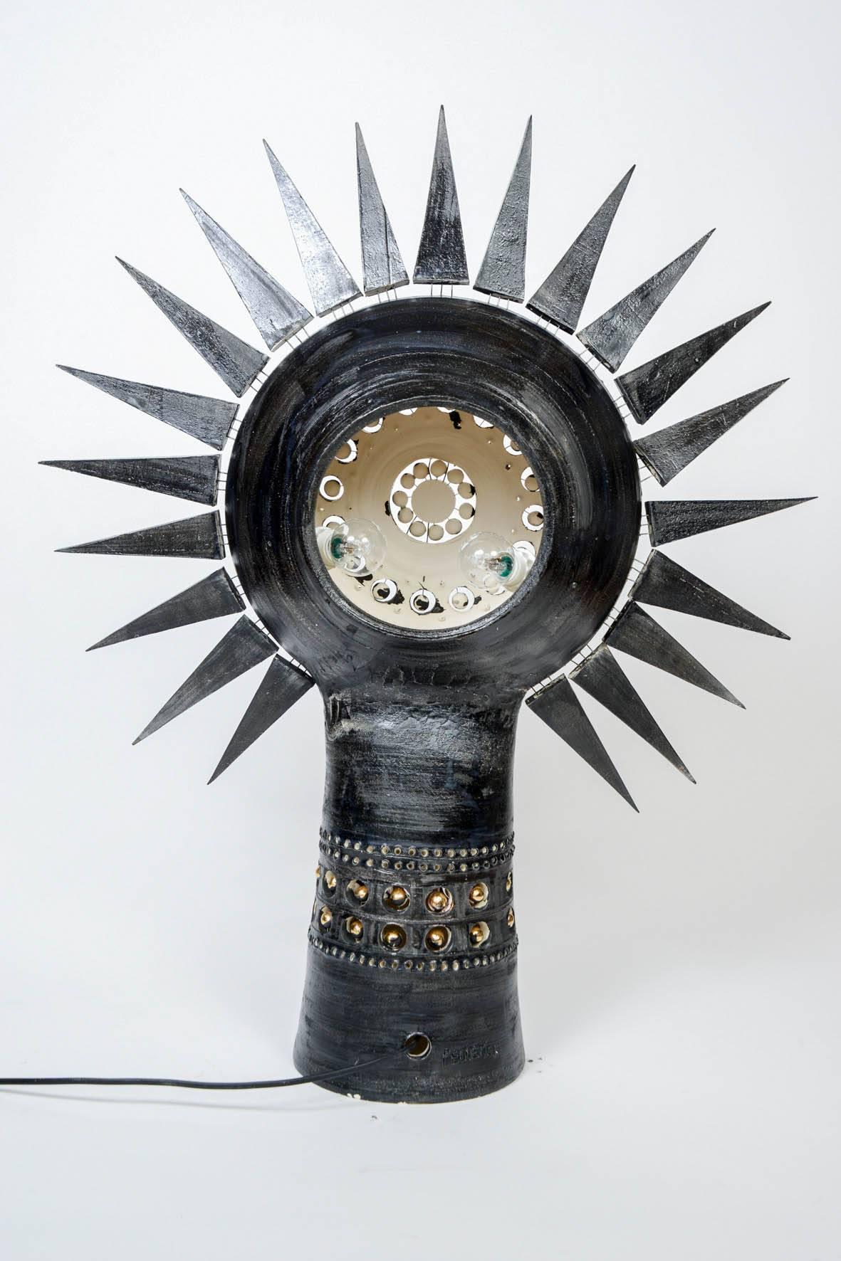 Black Sunshine Ceramic Table Lamp by Georges Pelletier 1