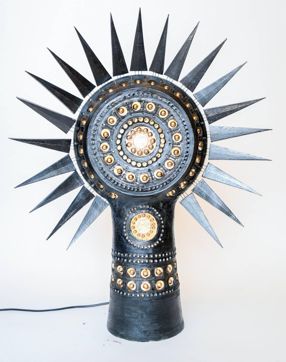 Black Sunshine Ceramic Table Lamp by Georges Pelletier 3