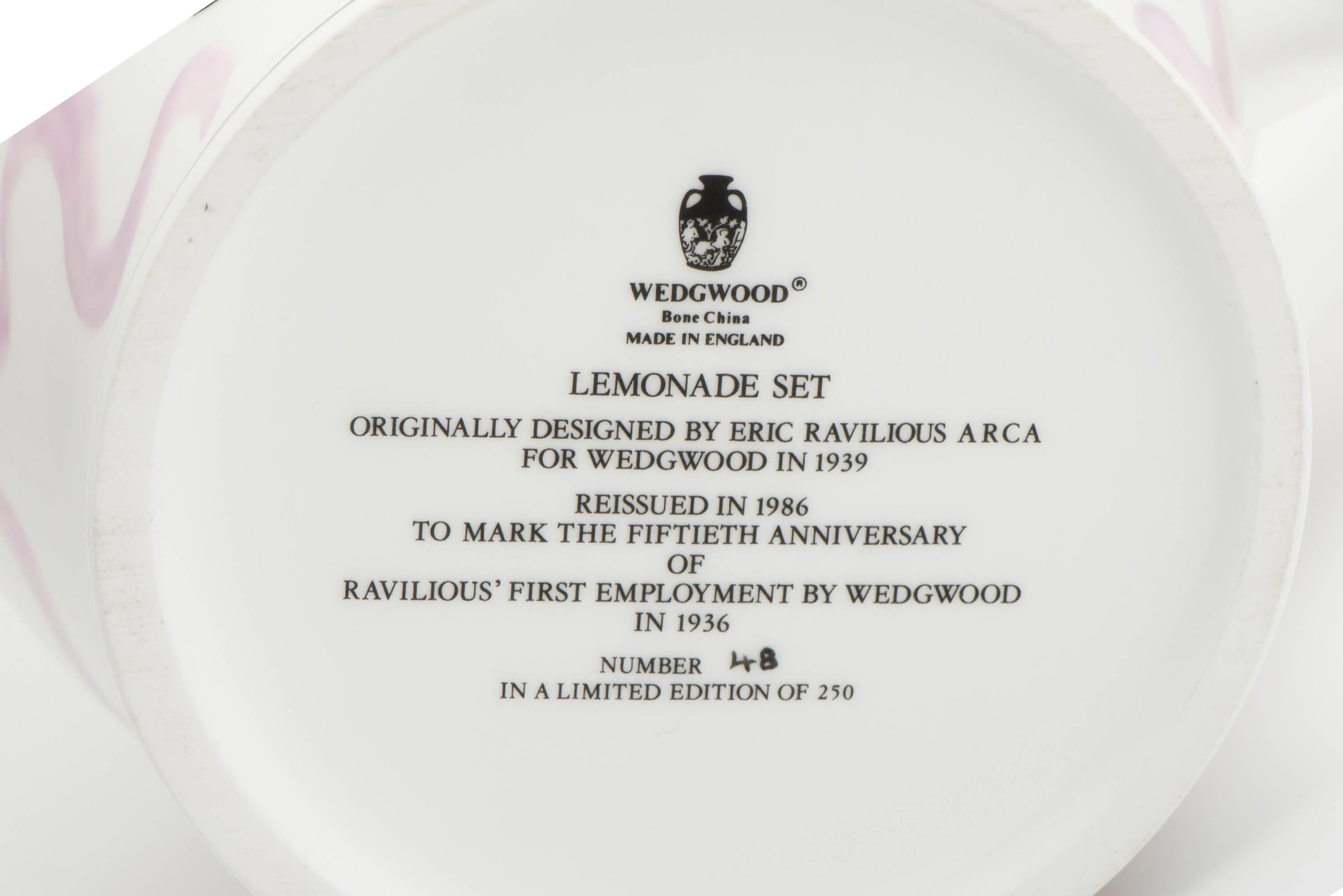 British Wedgwood Porcelain Lemonade Set by Eric Ravilious, England 1986 For Sale