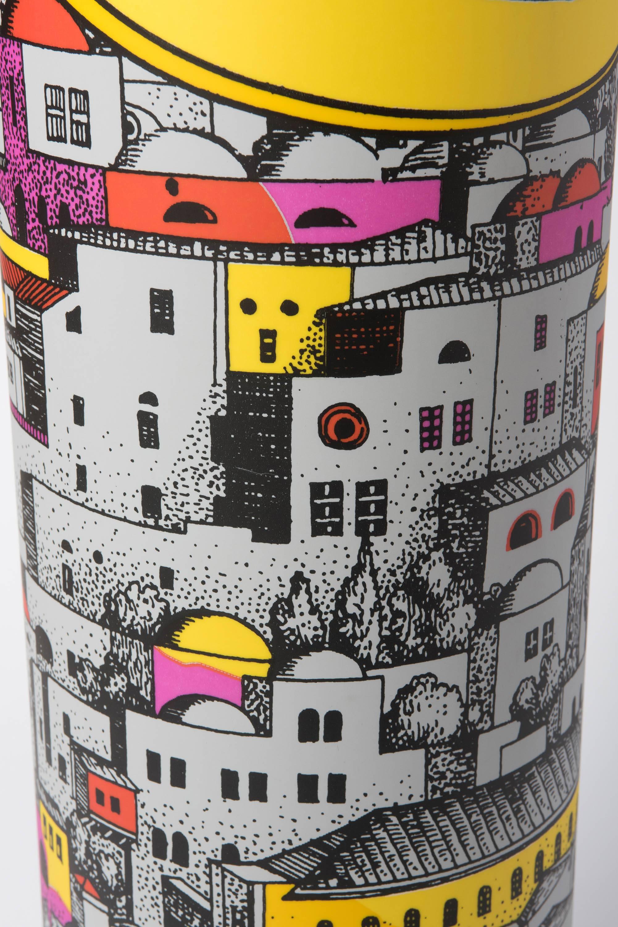 Italian Barnaba Fornasetti large perspex floor lamp Jerusalem by Night, Italy circa 1995