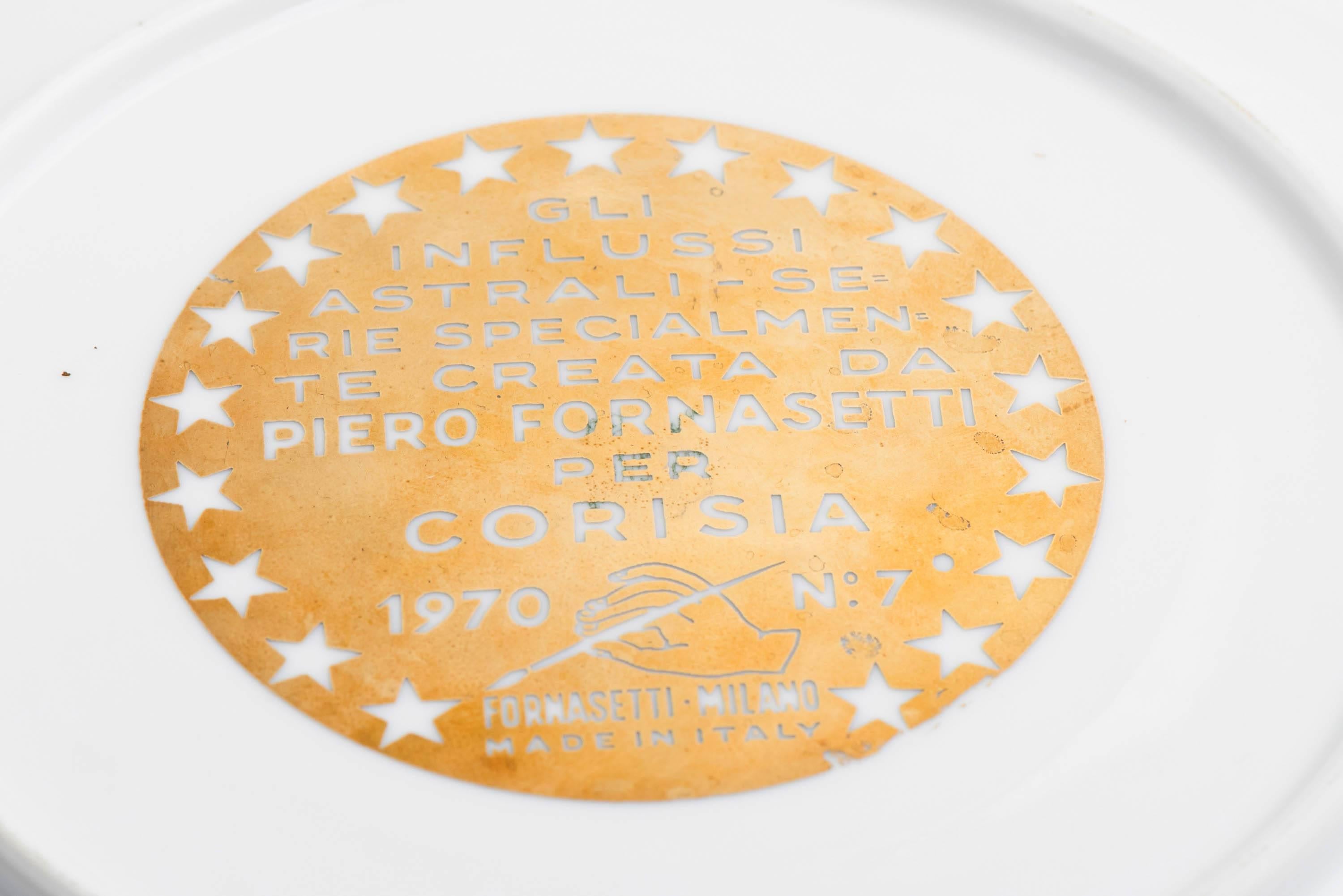 Seven Piero Fornasetti porcelain plates In Good Condition In Macclesfield, Cheshire