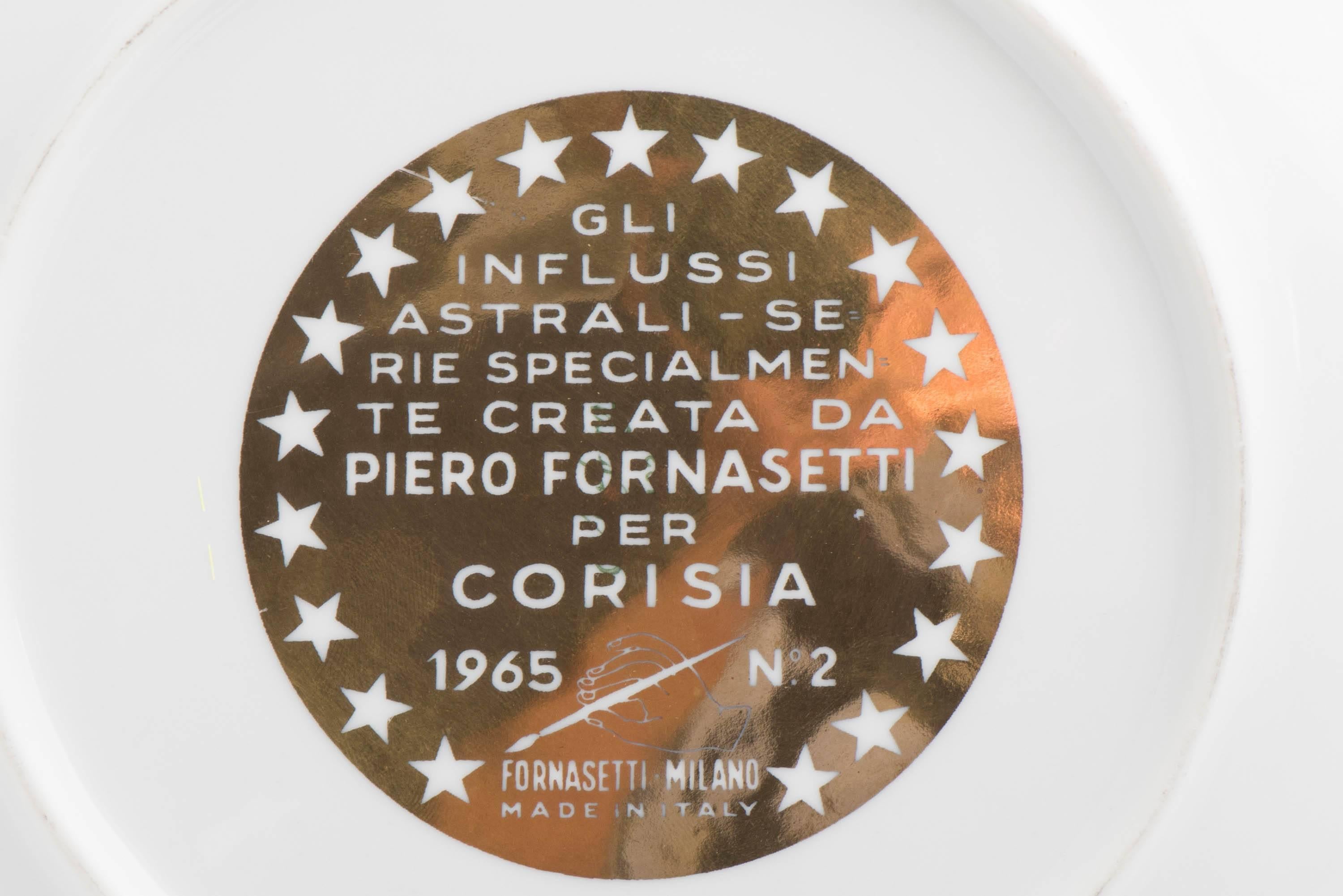Mid-20th Century Piero Fornasetti porcelain horoscope plate no 2 Leo, Italy 1965
