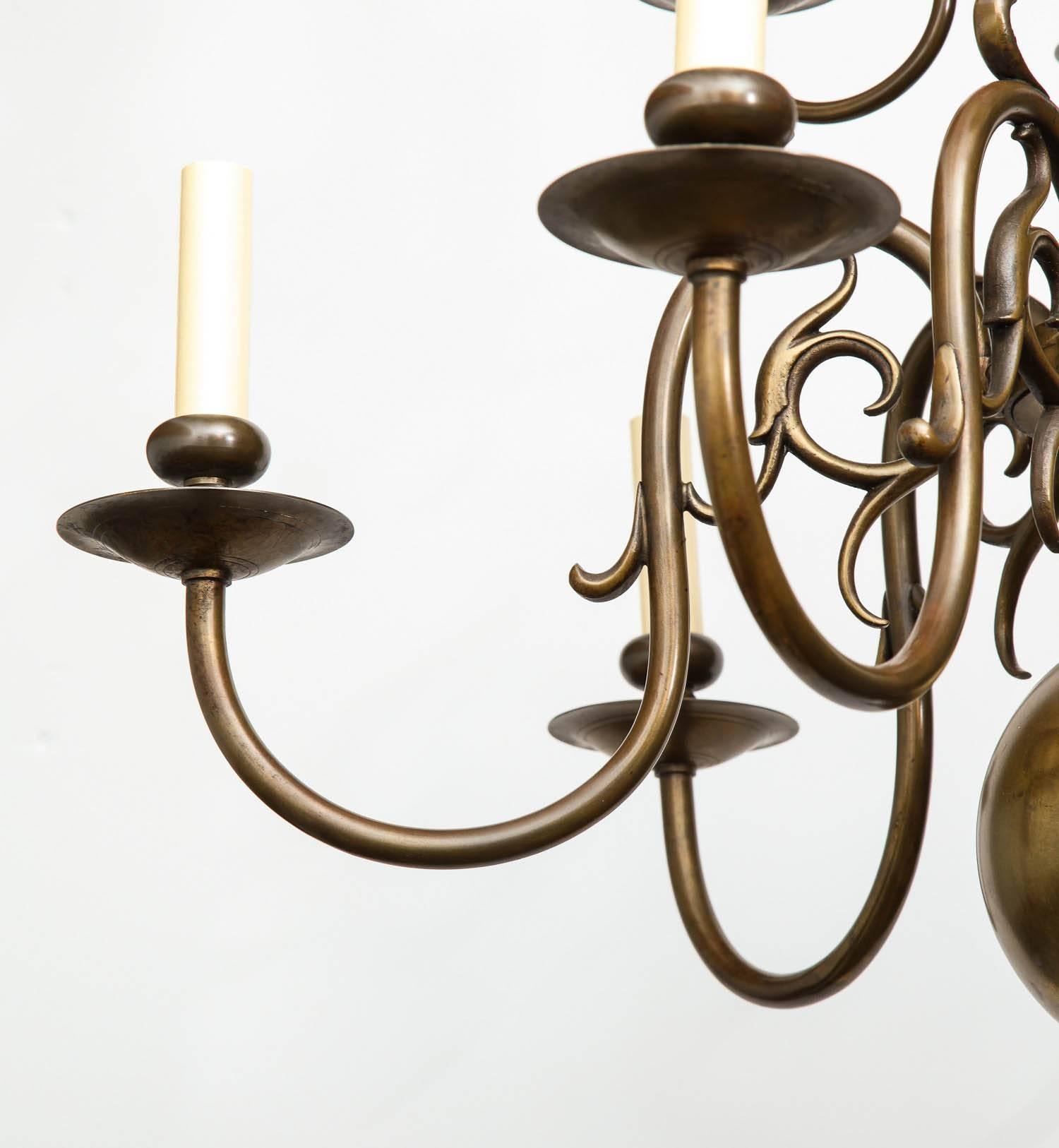 European Brass Twelve-Light Chandelier