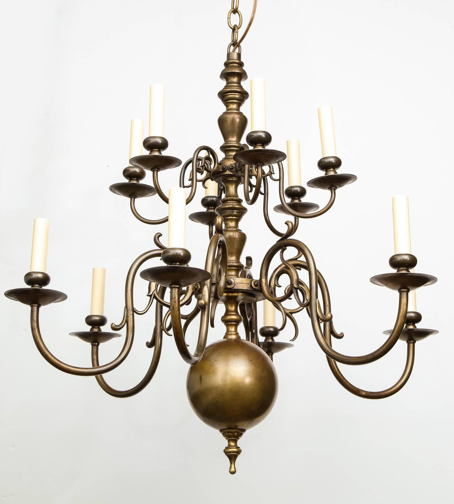 Brass Twelve-Light Chandelier 2