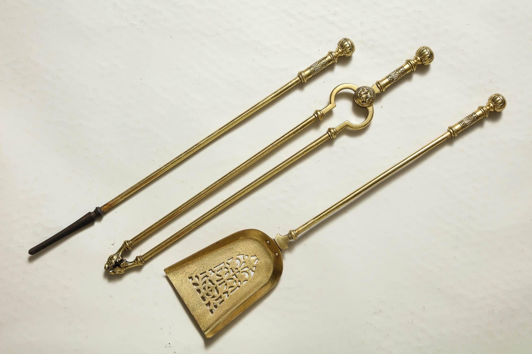 Victorian Set of Brass Fire Tools