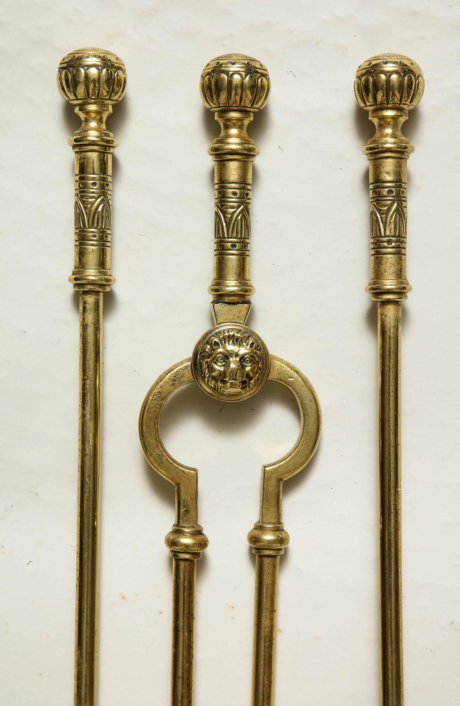 English Set of Brass Fire Tools
