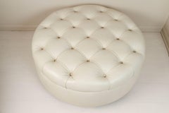 Leather Tufted French, 1960s Ottoman