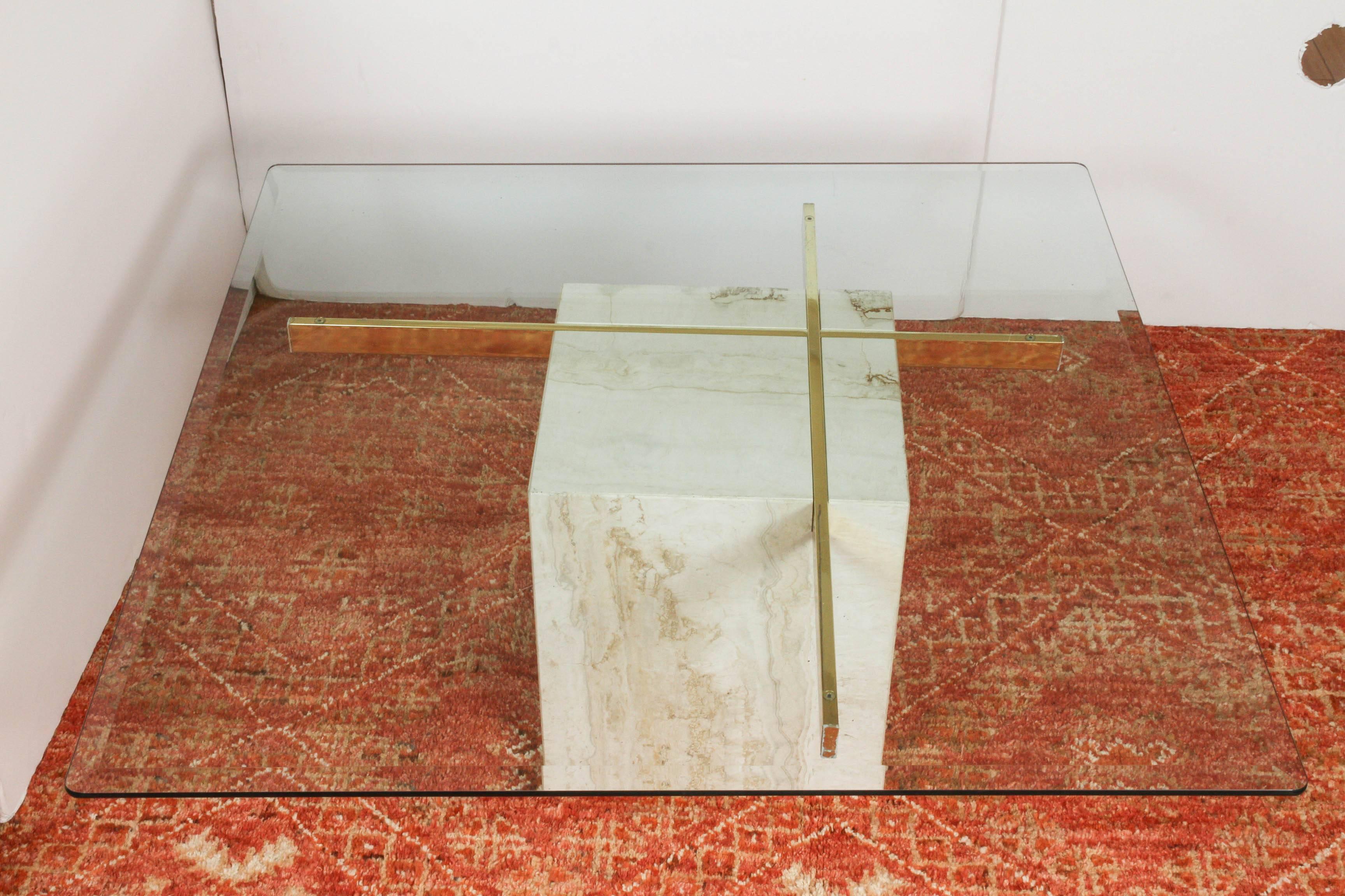Mid-Century Modern Vintage Marble and Glass Coffee Table