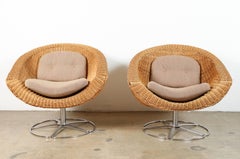 Pair of Vintage Wicker Swivel Chairs