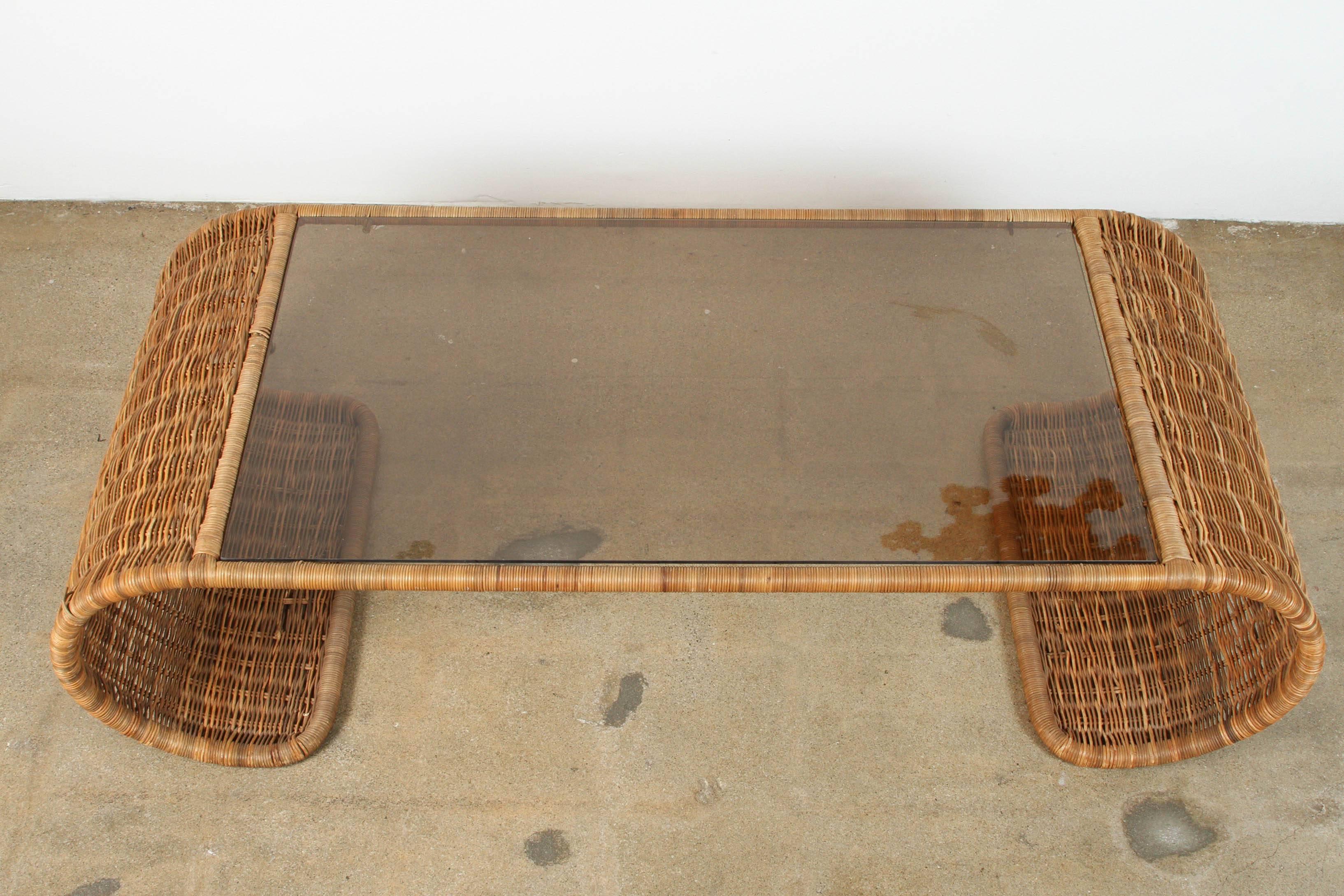 American Rattan Vintage Coffee Table For Sale