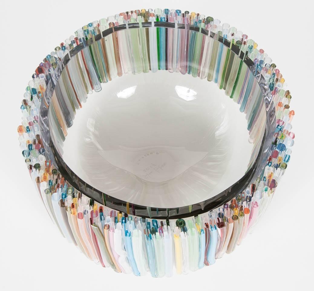 Modern Thread Turmaline, a unique mixed colour glass centrepiece by Sabine Lintzen
