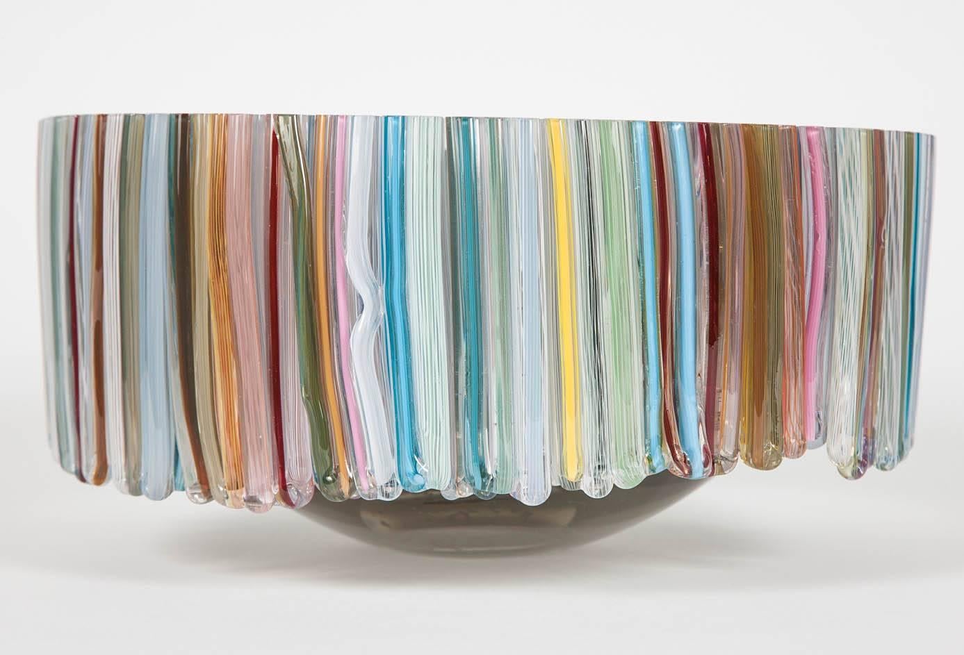 Hand-Crafted Thread Turmaline, a unique mixed colour glass centrepiece by Sabine Lintzen