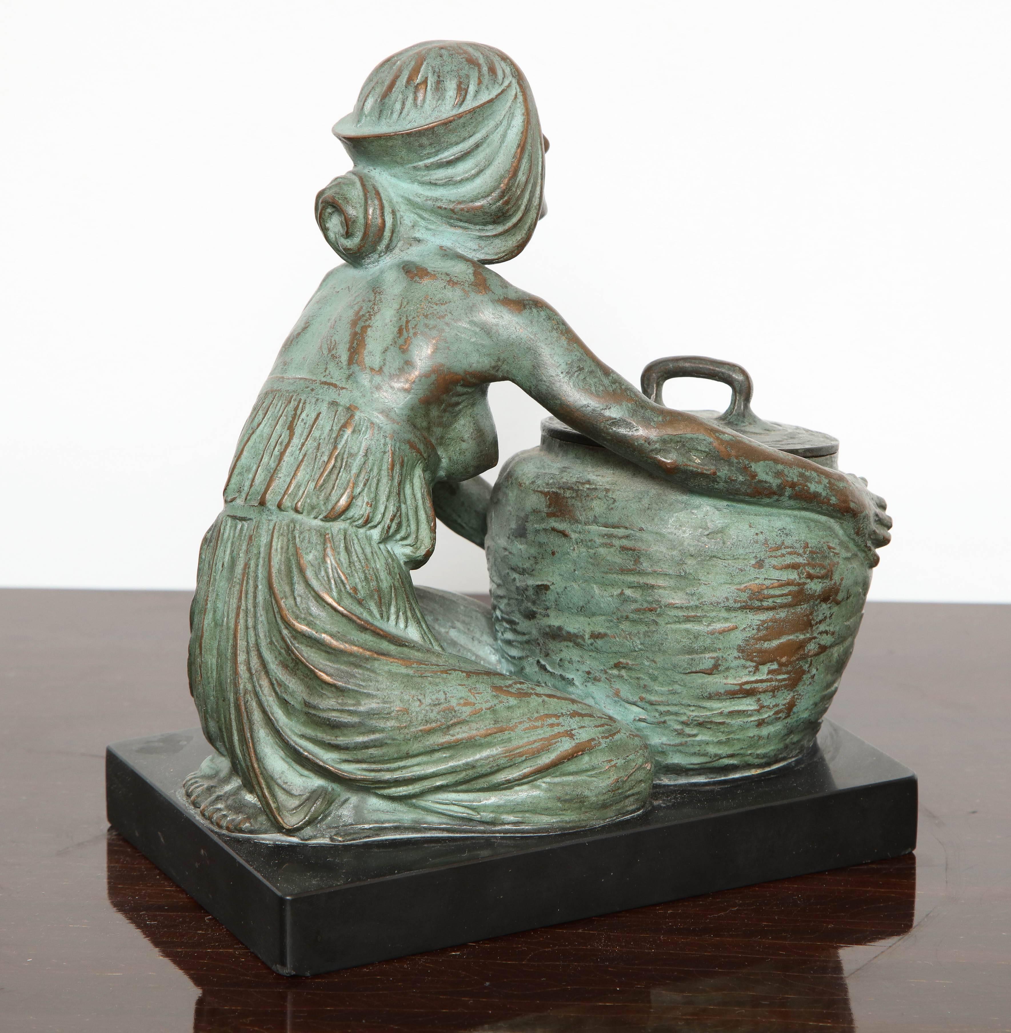 Large Bronze Inkwell by Gustav Gurschner In Excellent Condition In New York, NY