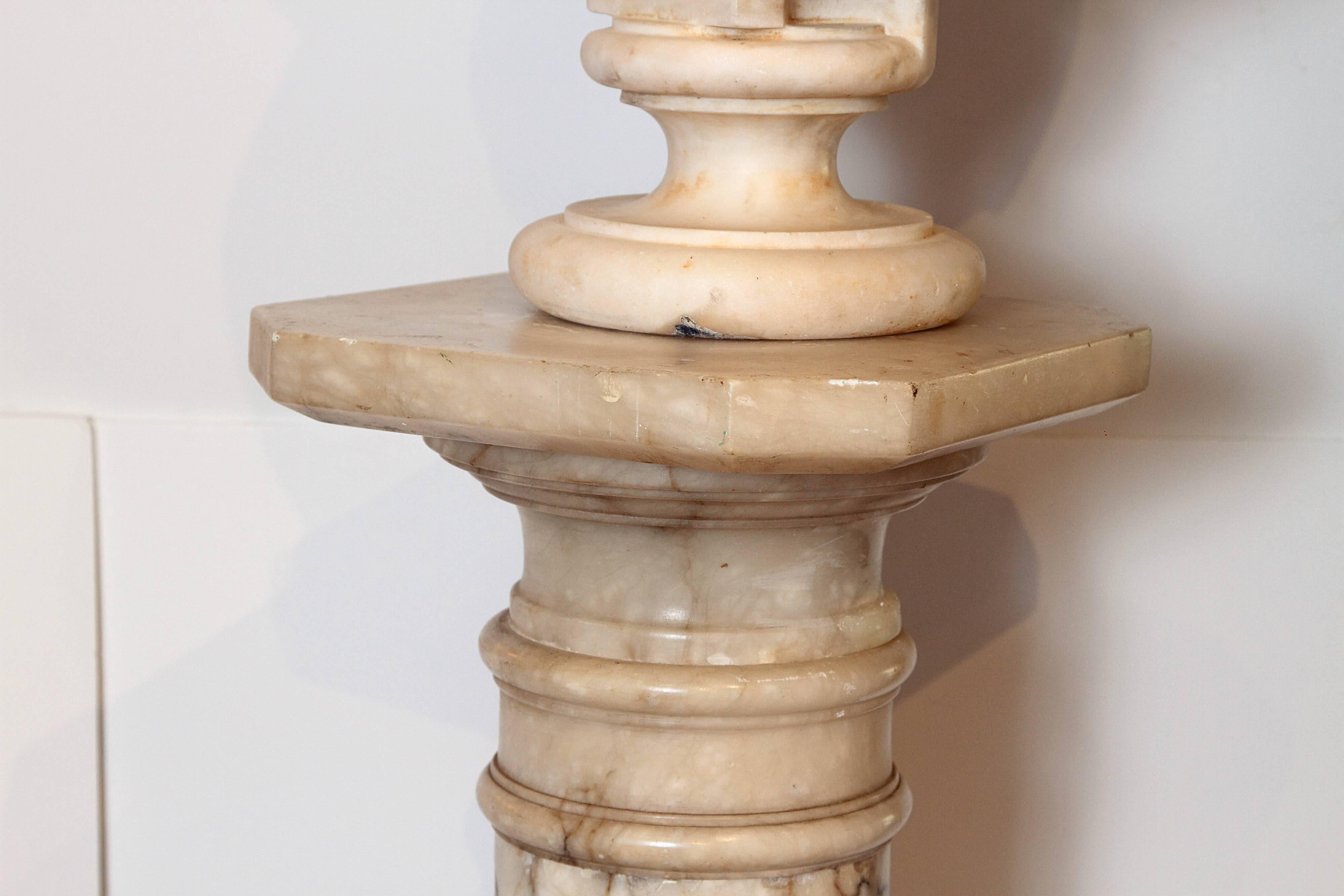 Classical Greek 19th Century, Italian Alabaster Bust of Apollo Belvedere by O. Scheggi