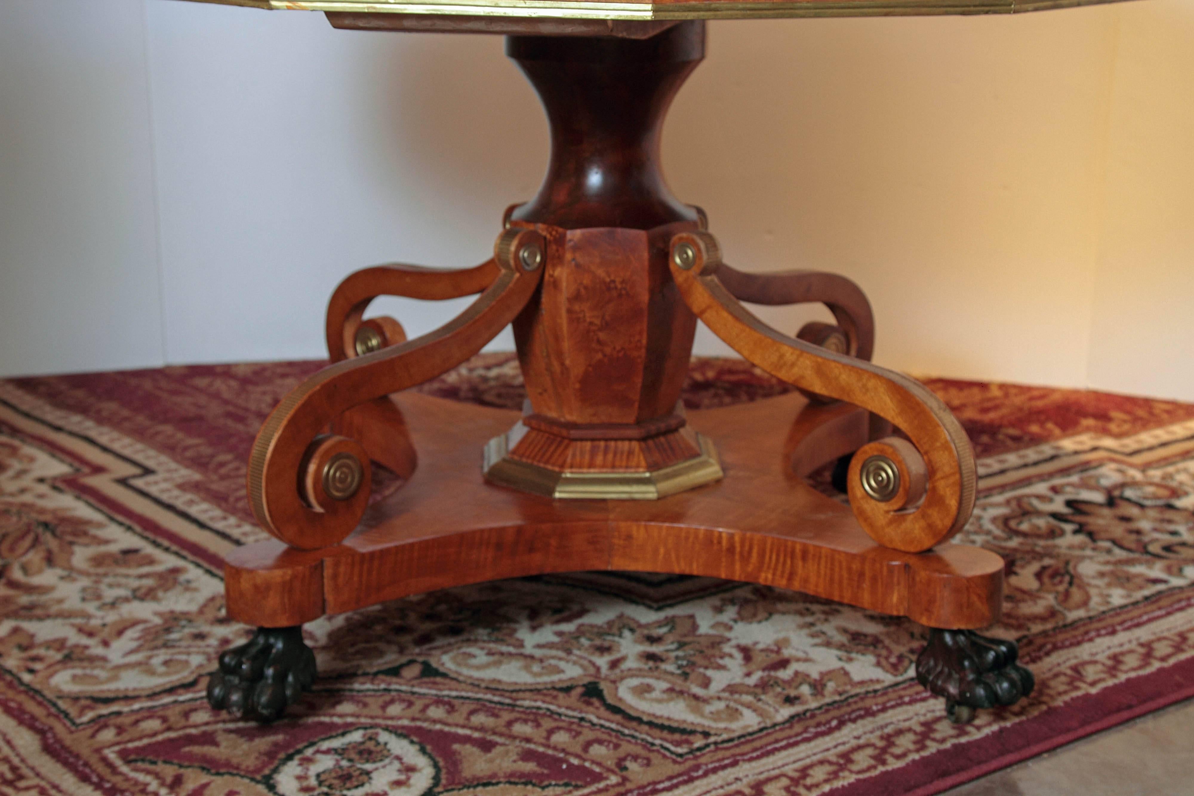 19th Century Biedermeier and Brass Inlayed Center Table In Excellent Condition In Dallas, TX