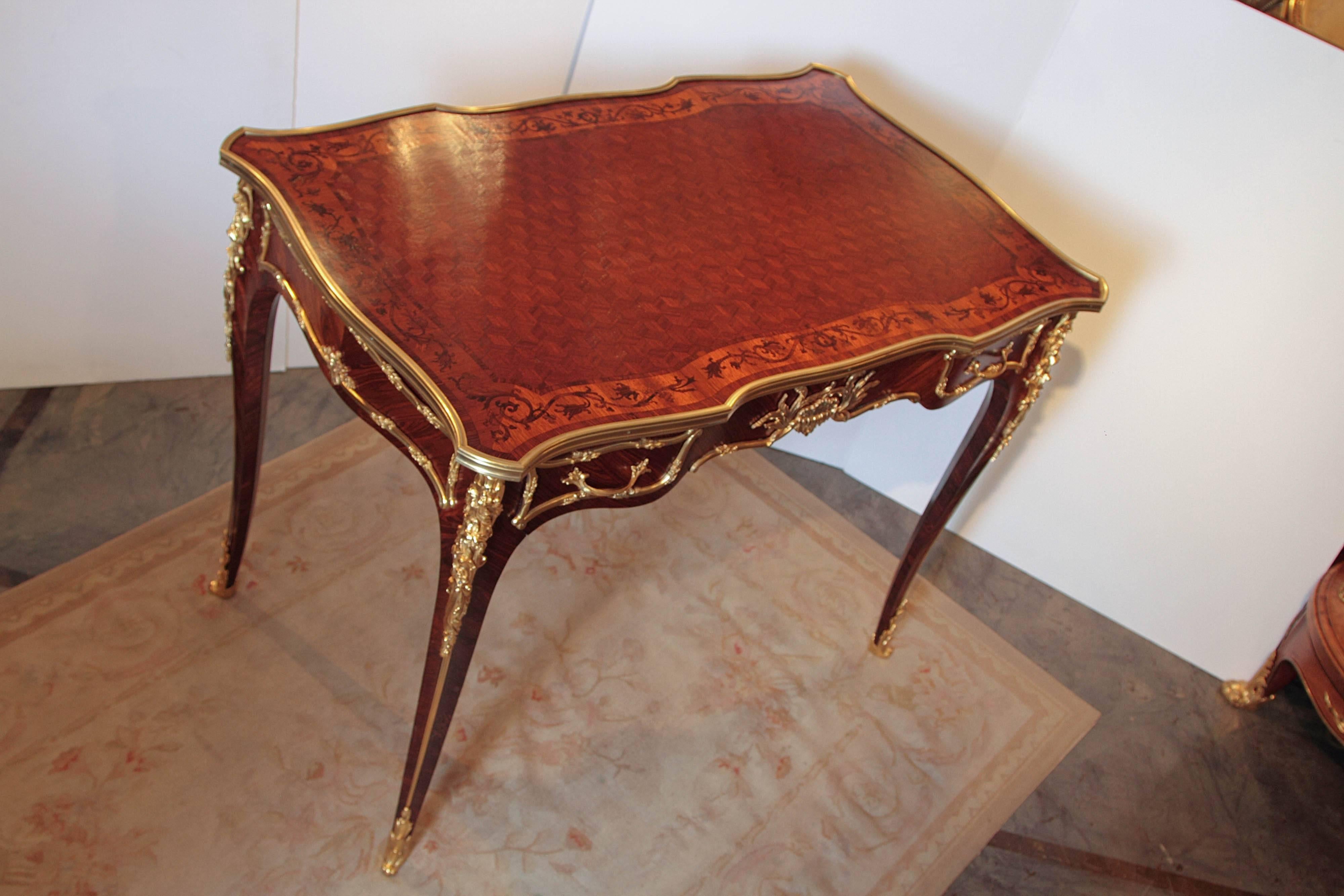 Kingwood 19th Century French Louis XV Writing Desk by Francois Linke