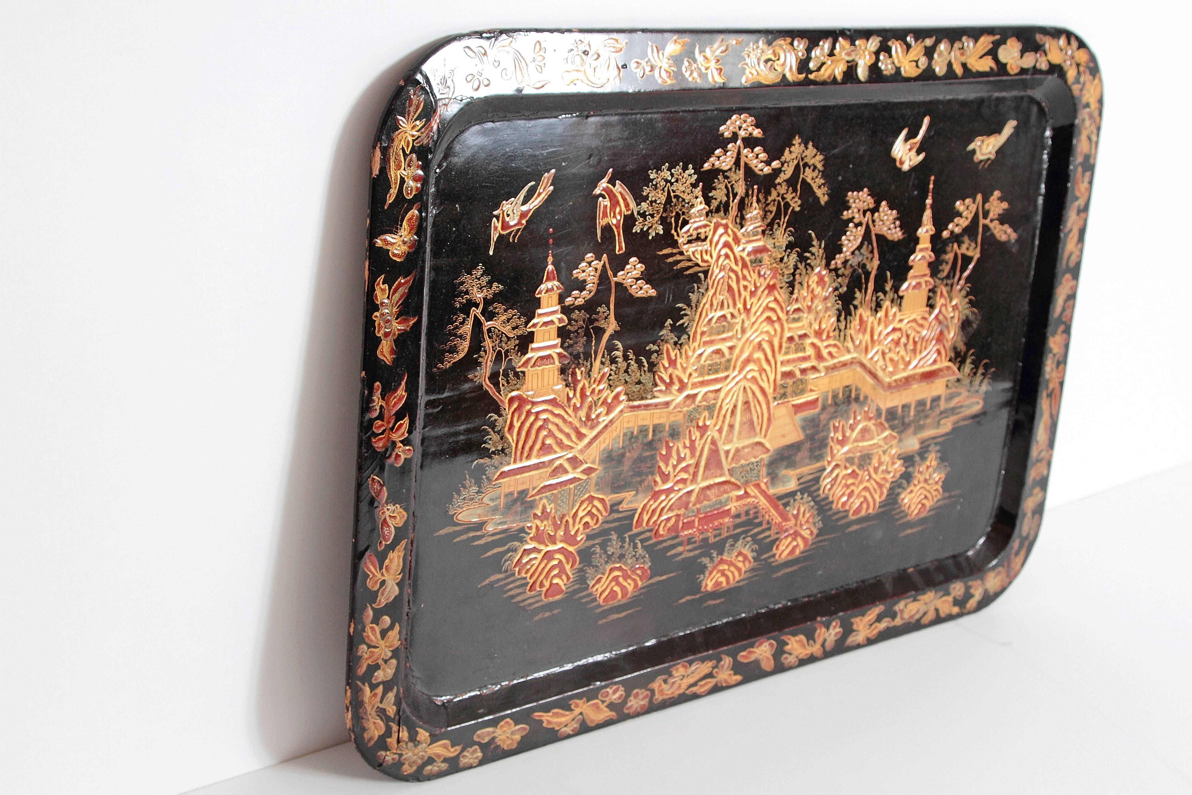 Vintage Lacquer Tray In Good Condition In Dallas, TX